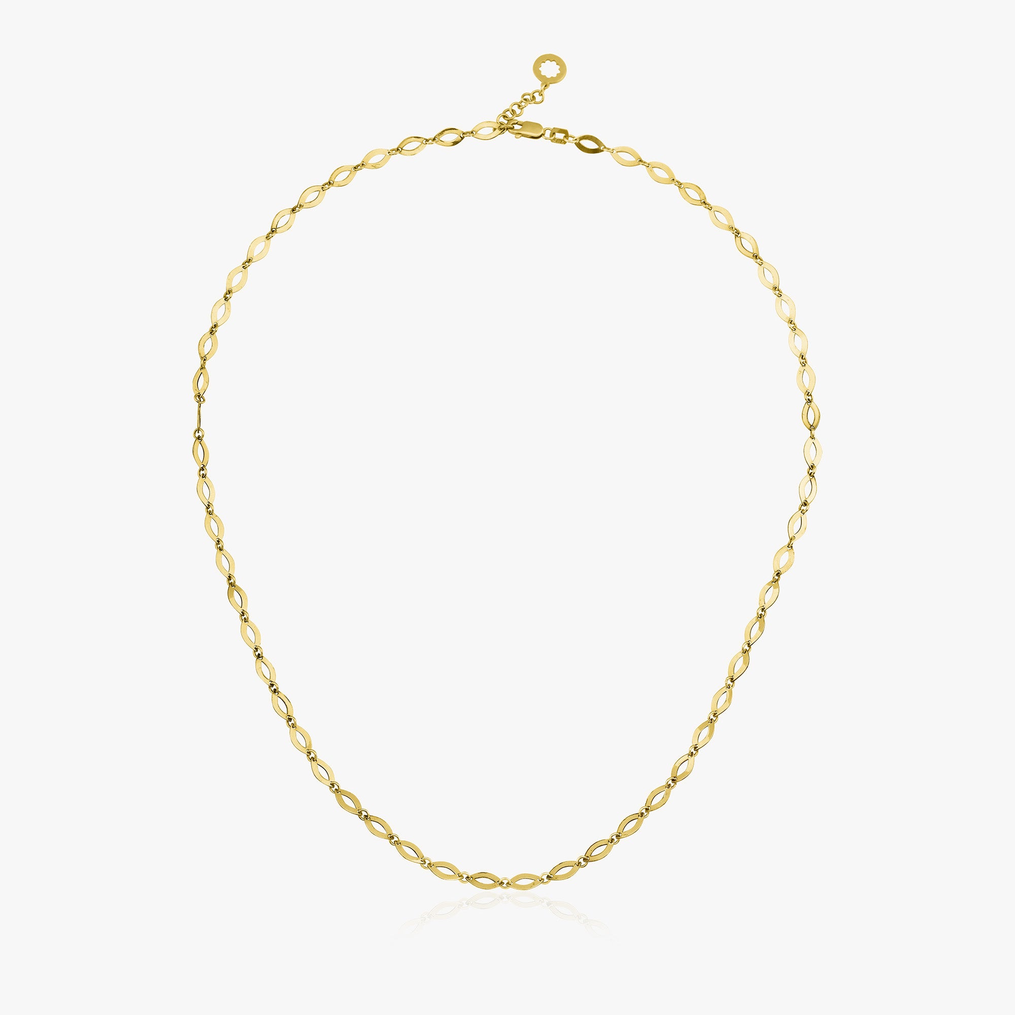 Oval Mirror Chain Necklace in 14K Gold