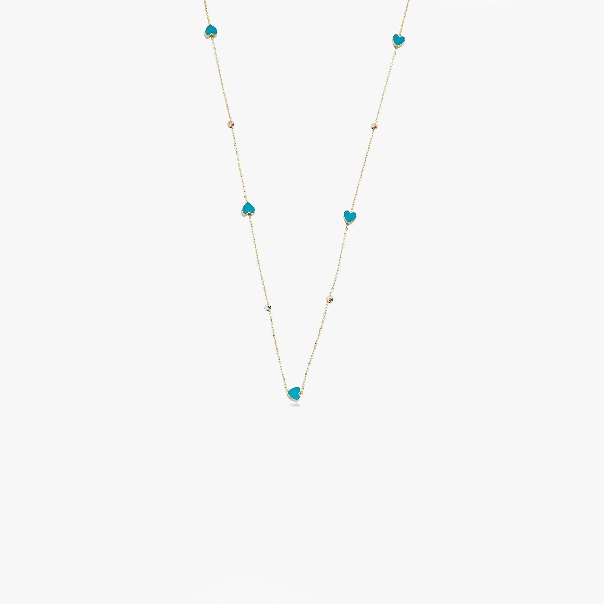 Heart Station Necklace in 14K Gold