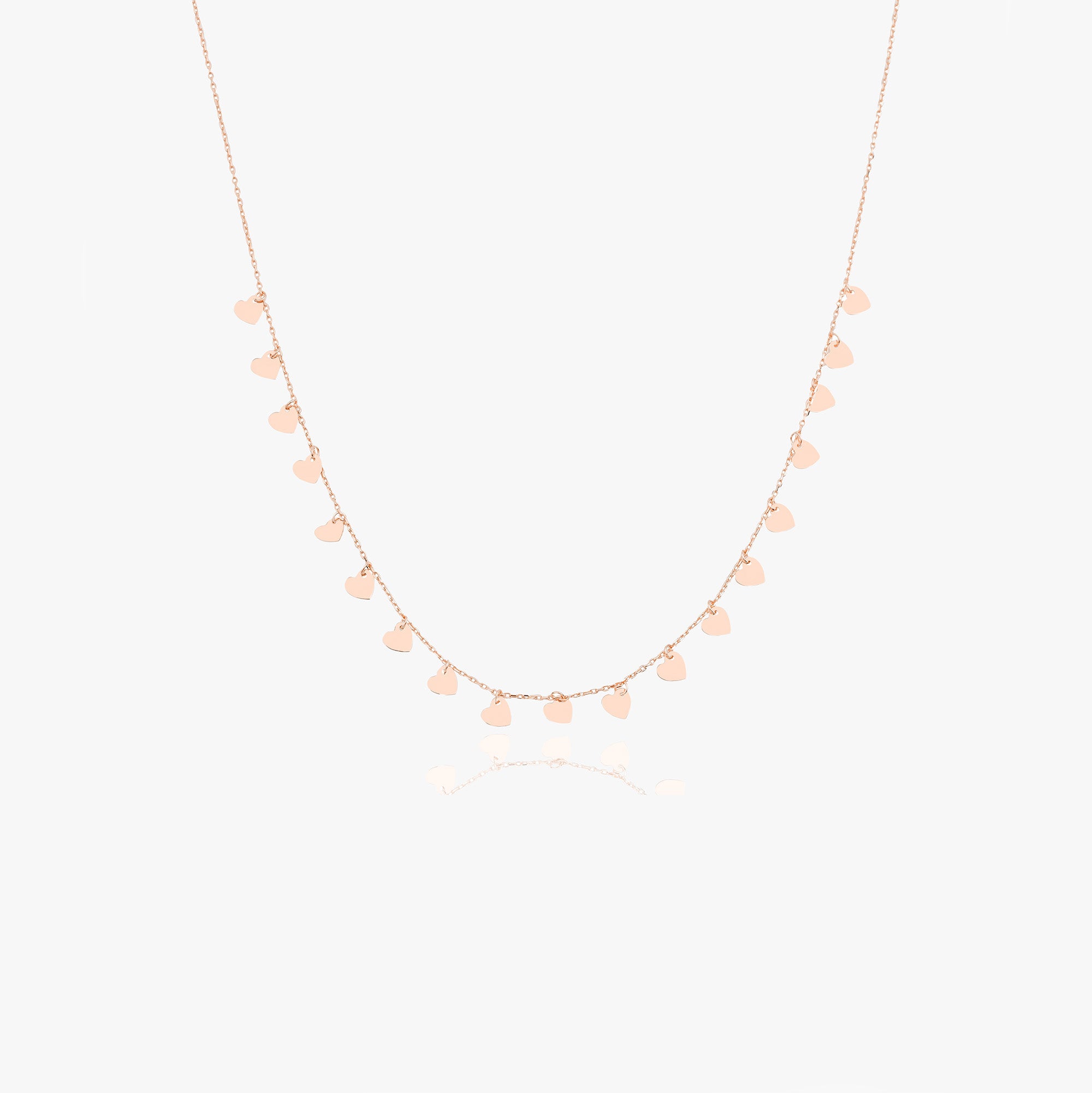 Heart Station Necklace in 14K Gold