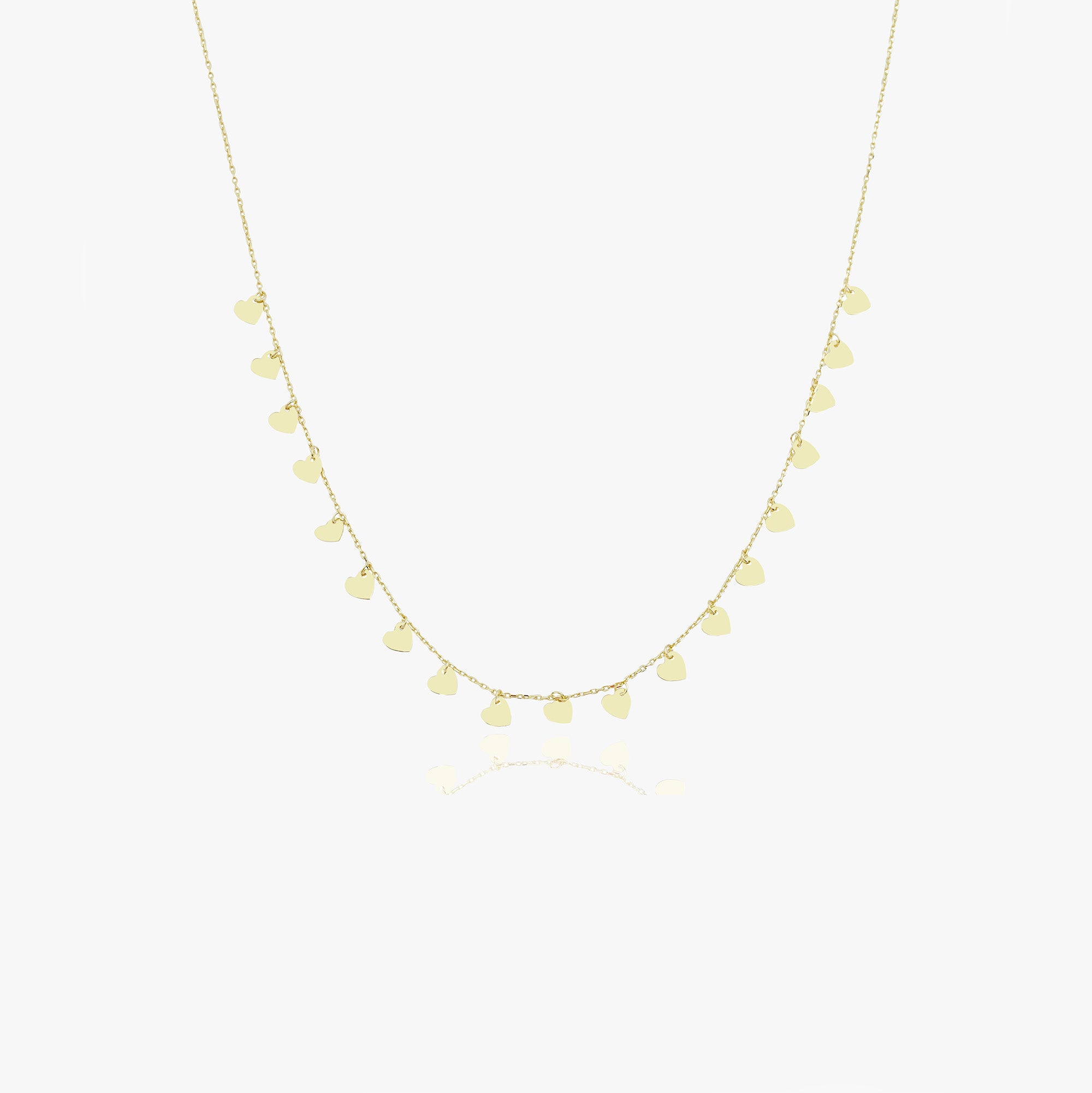 Heart Station Necklace in 14K Gold