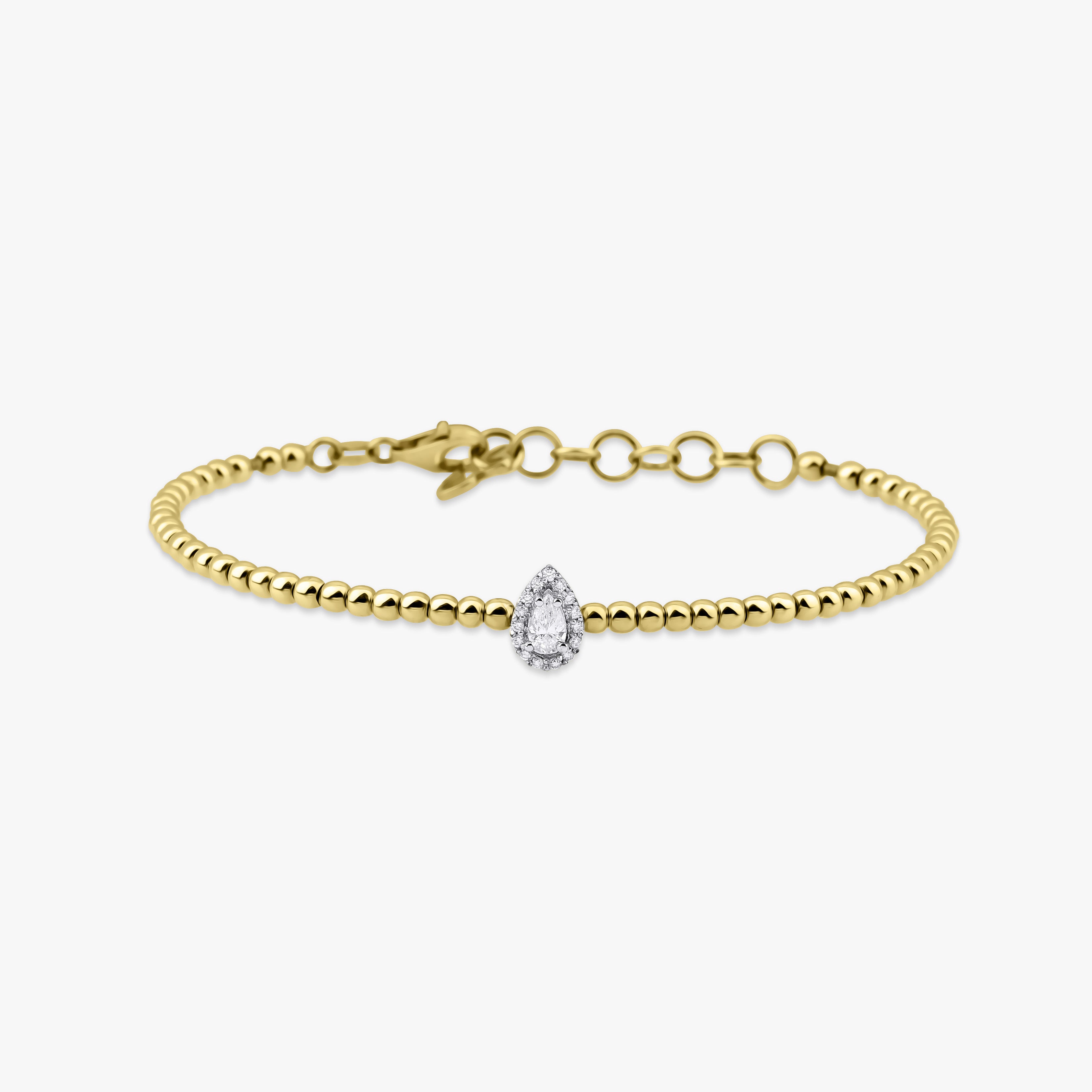 14K Gold Flexible Diamond Beaded Bangle Bracelet