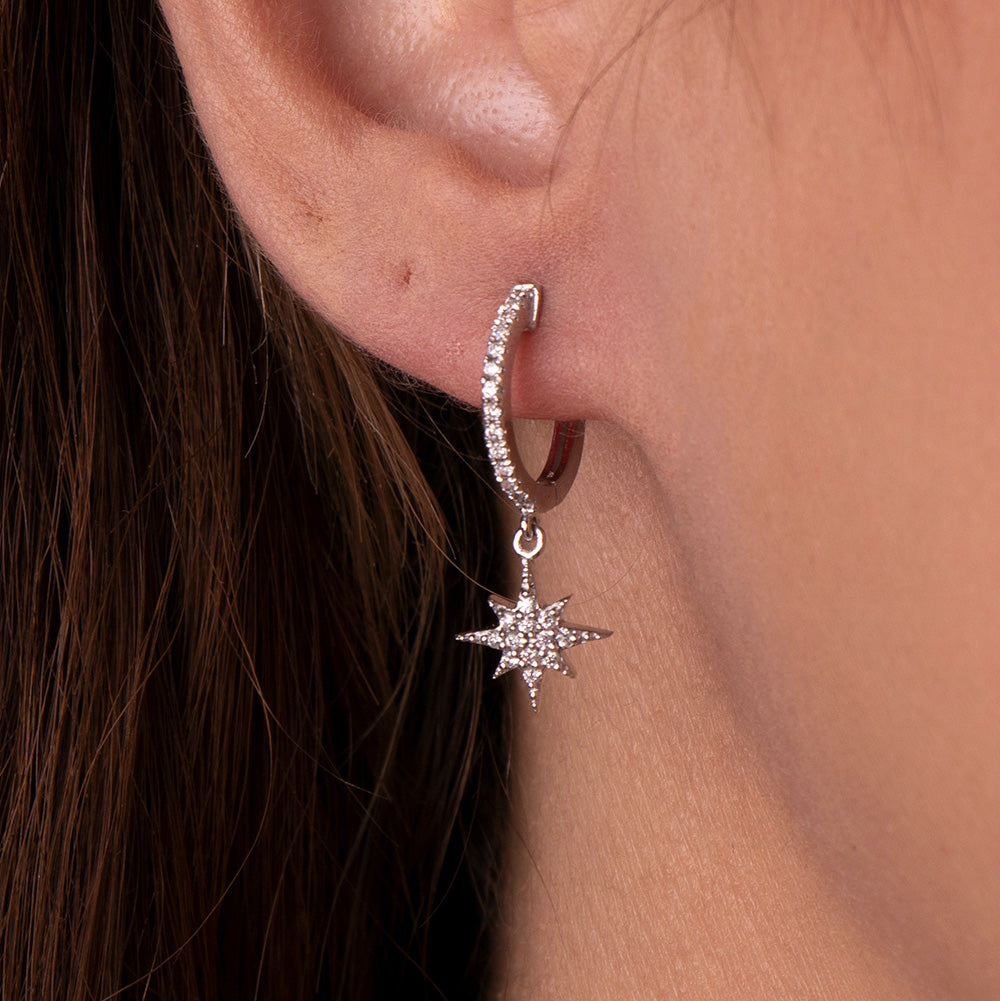 Diamond Starburst Earrings Available in 14K and 18K Gold