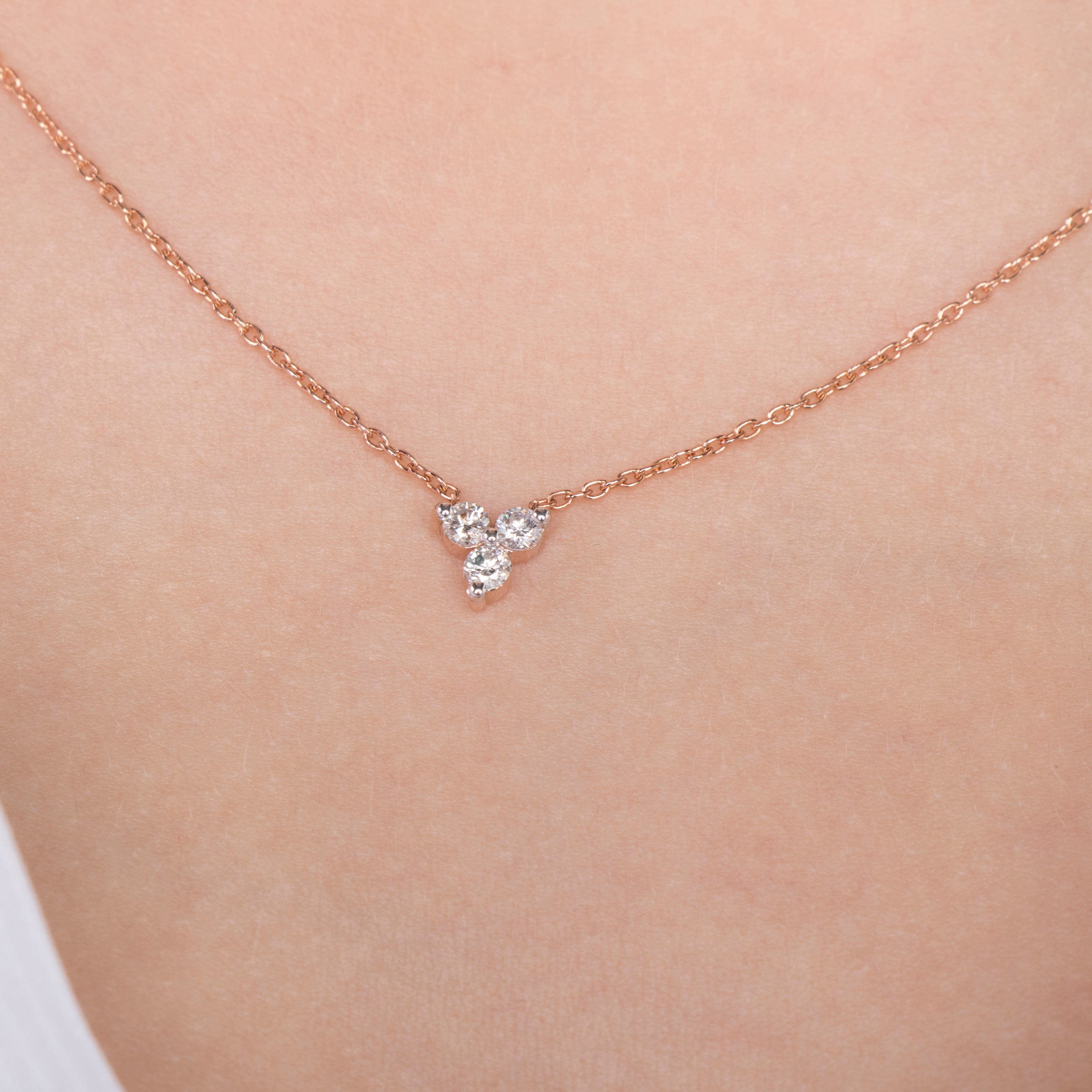 Trio Diamond Necklace Available in 14K and 18K Gold