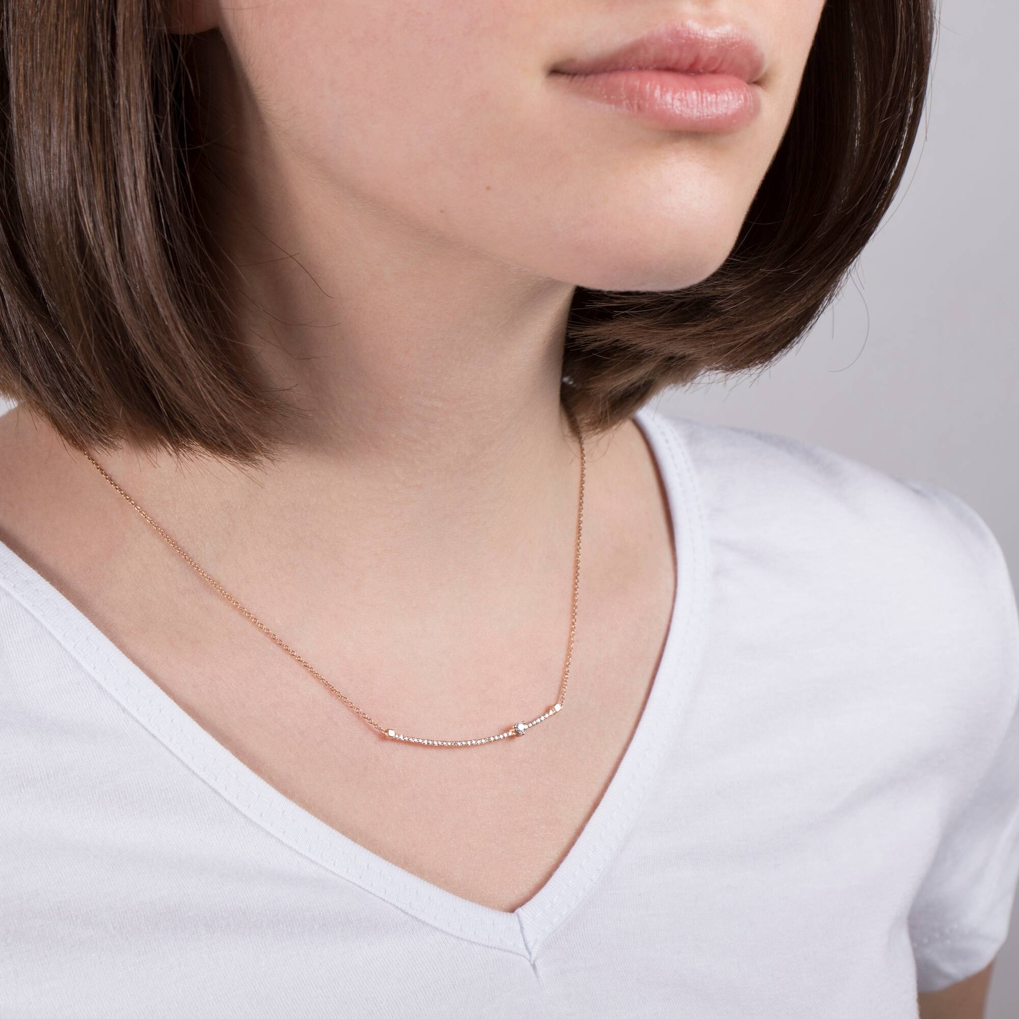 Diamond Curved Bar Necklace