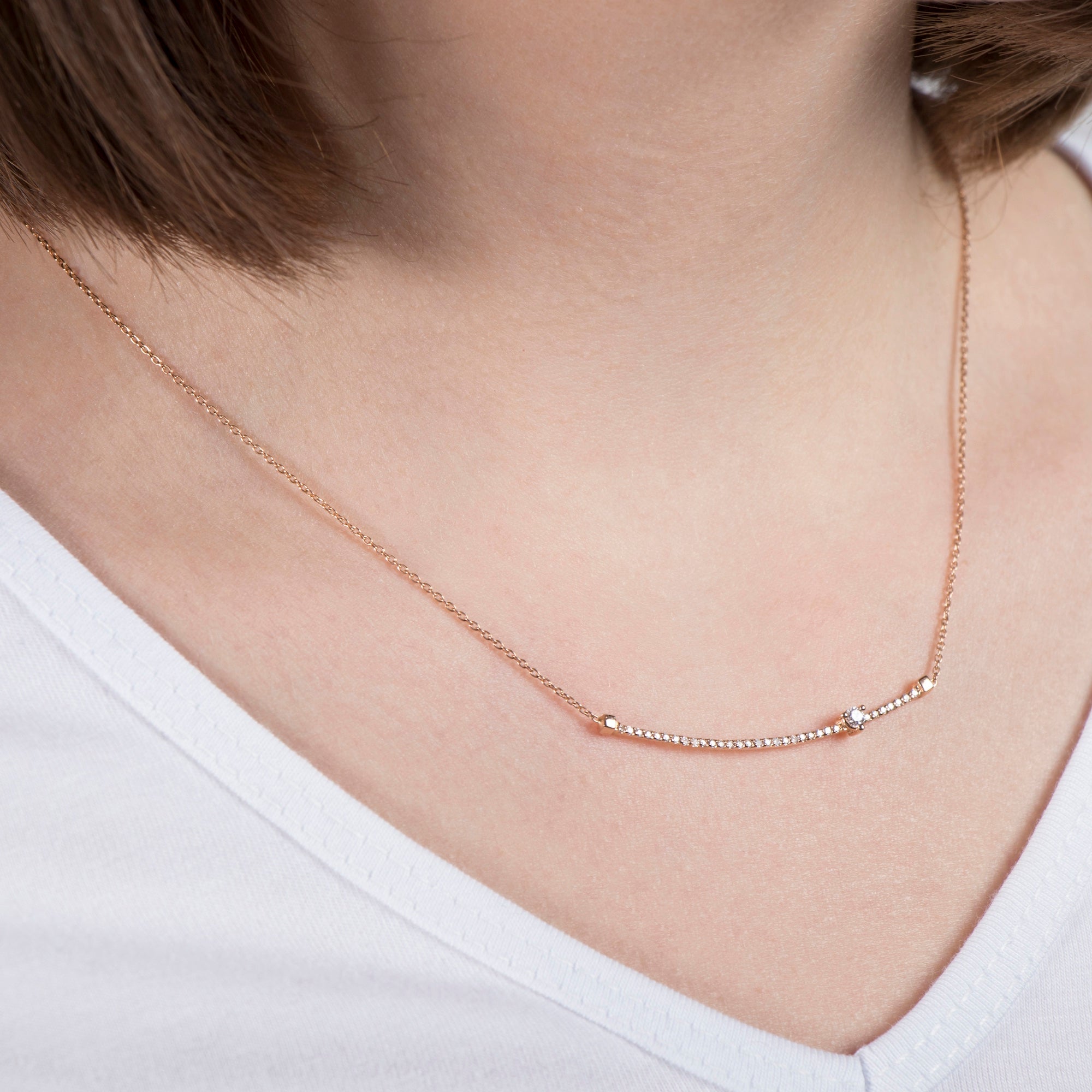 Diamond Curved Bar Necklace