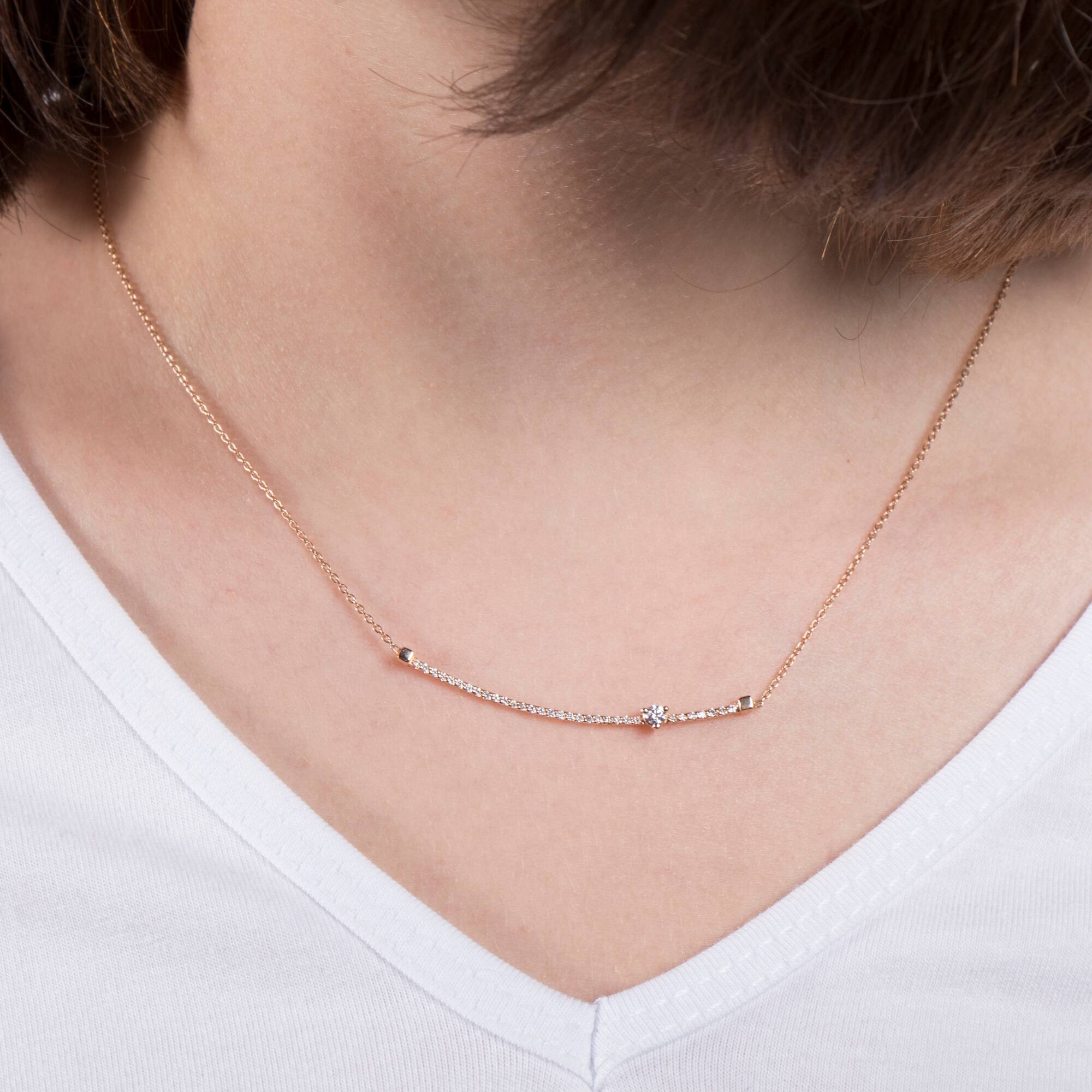 Diamond Curved Bar Necklace