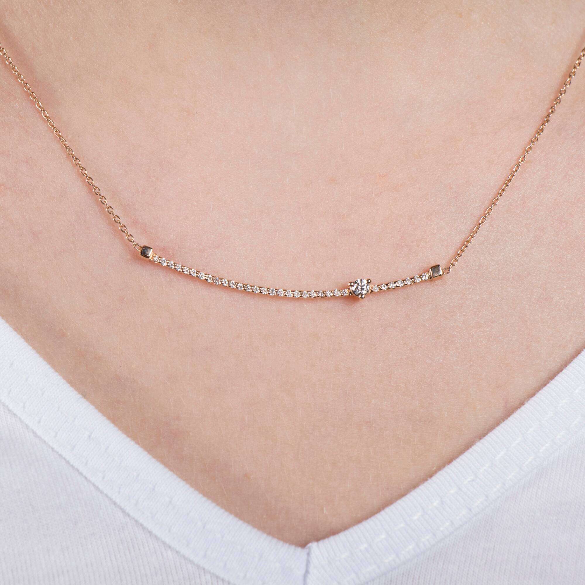 Diamond Curved Bar Necklace