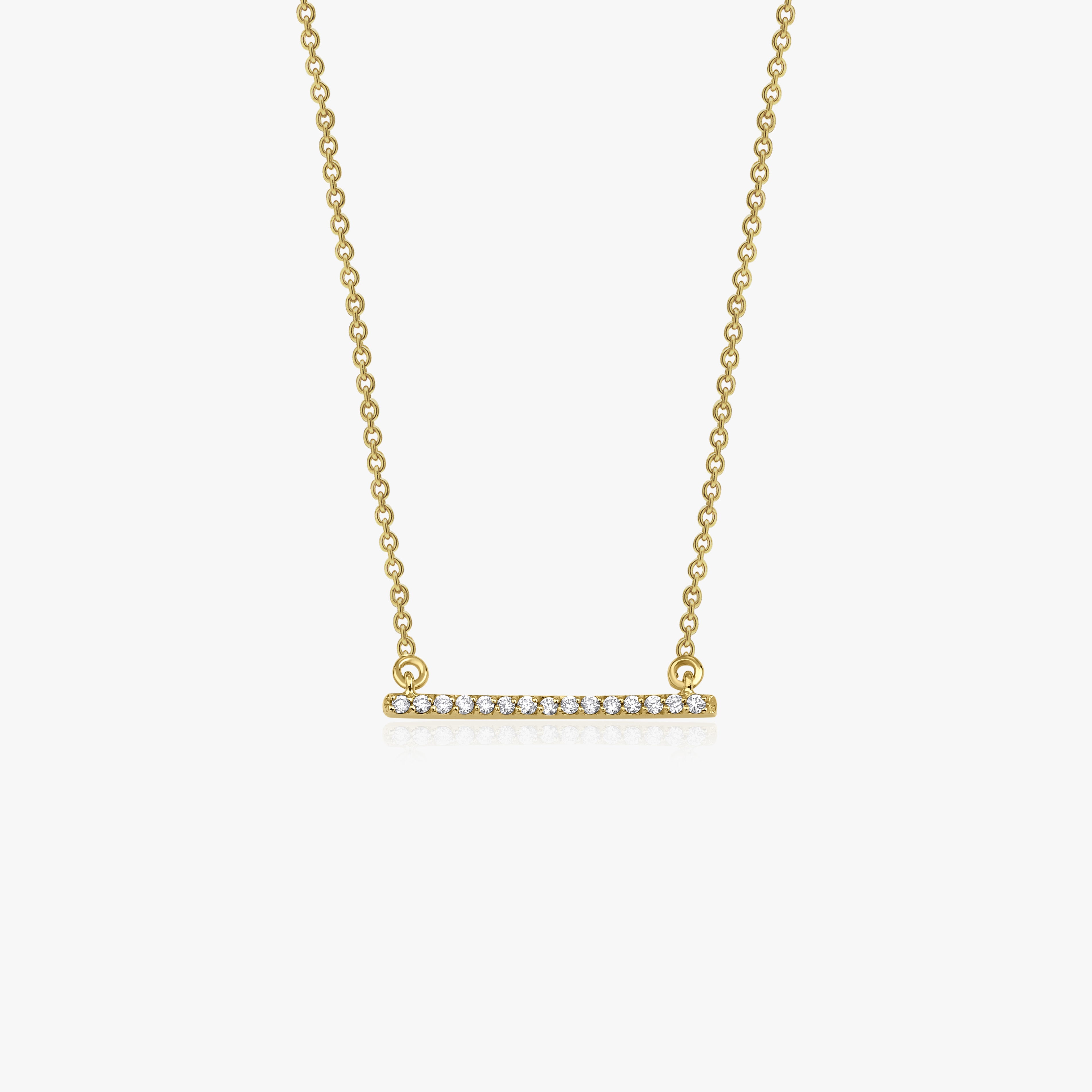 Horizontal Diamond Bar Necklace Available in 14K and 18K Gold