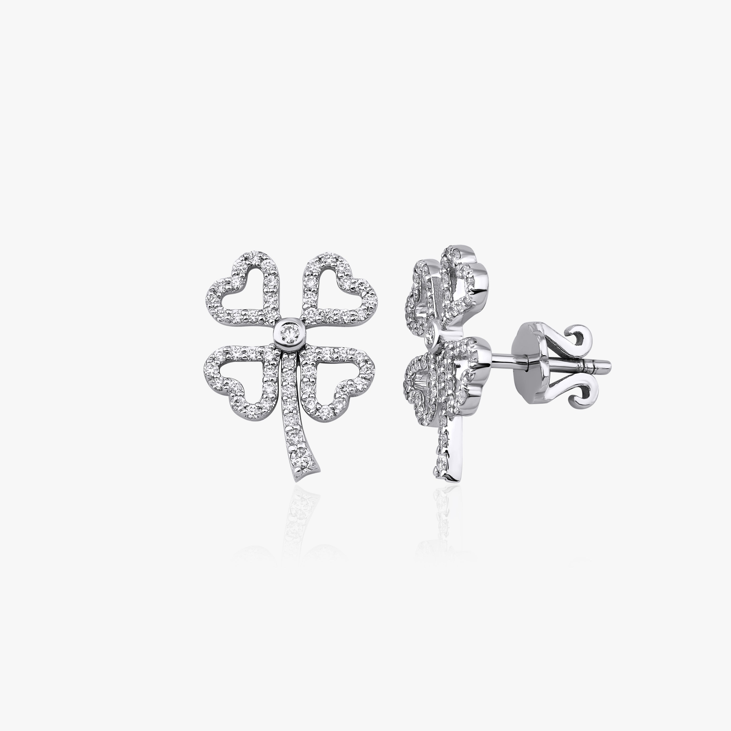 Diamond Clover Stud Earrings / FORTUNA