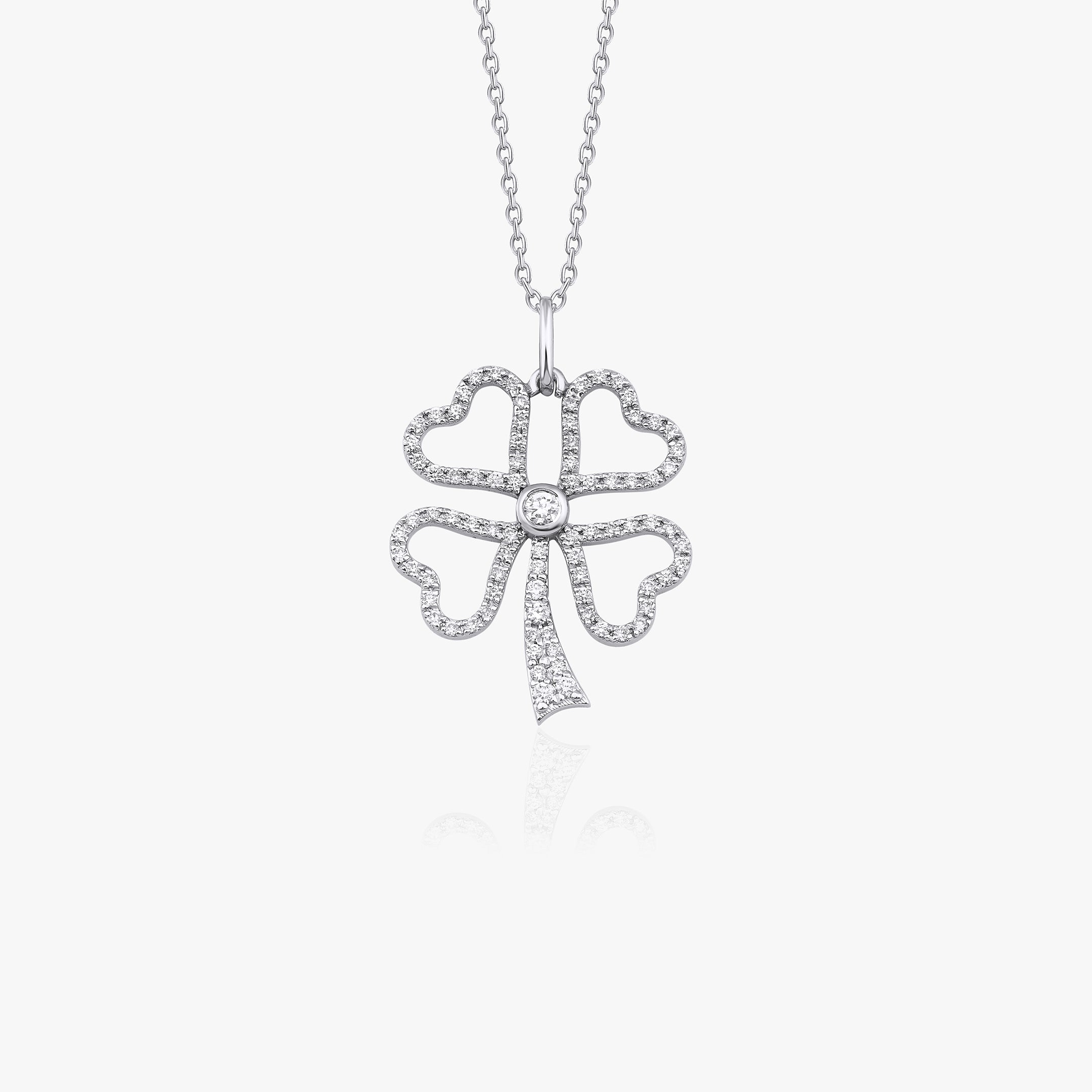 Diamond Clover Necklace Available in 14K and 18K Gold / FORTUNA