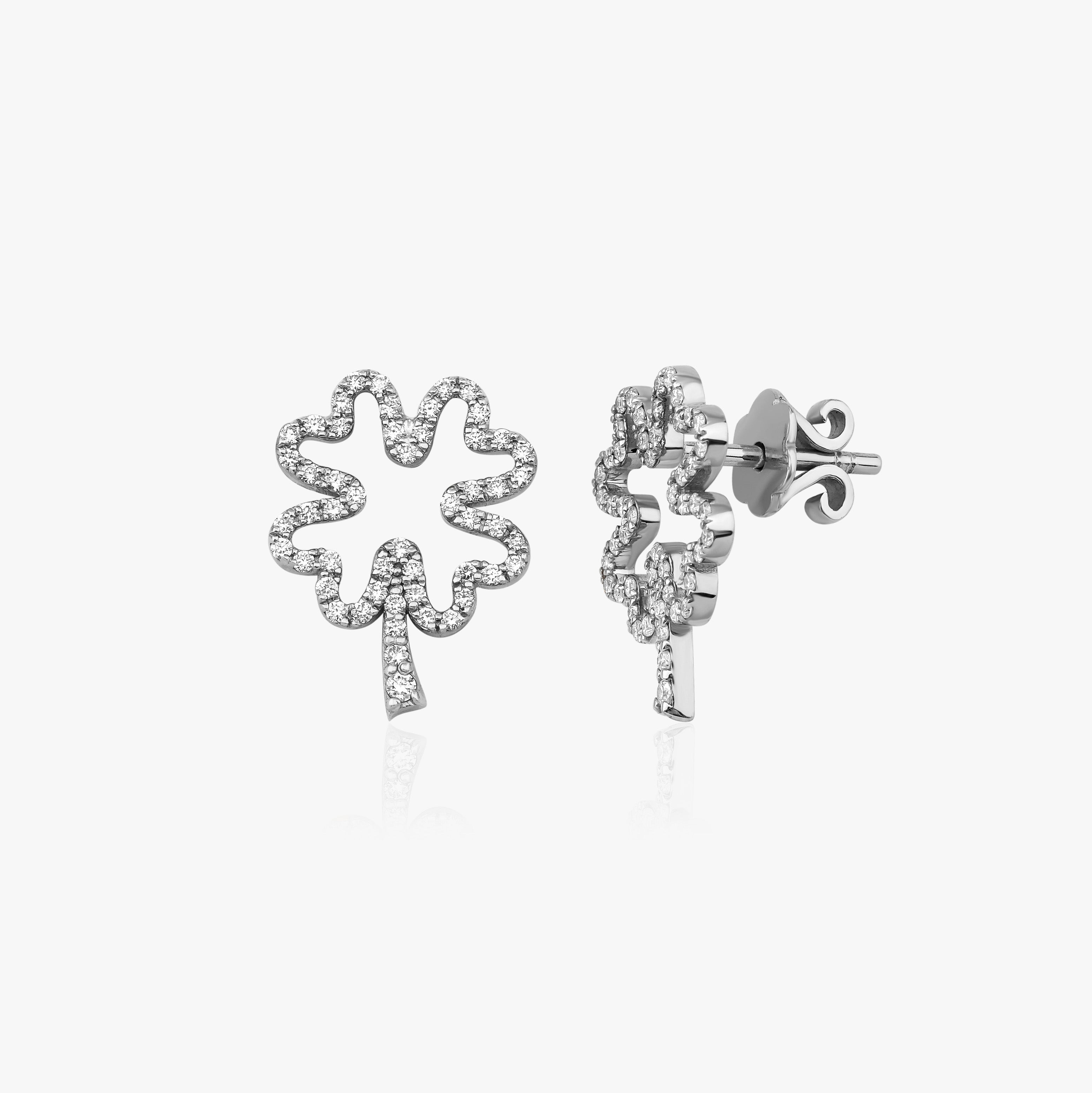 Open Diamond Clover Stud Earrings / FORTUNA