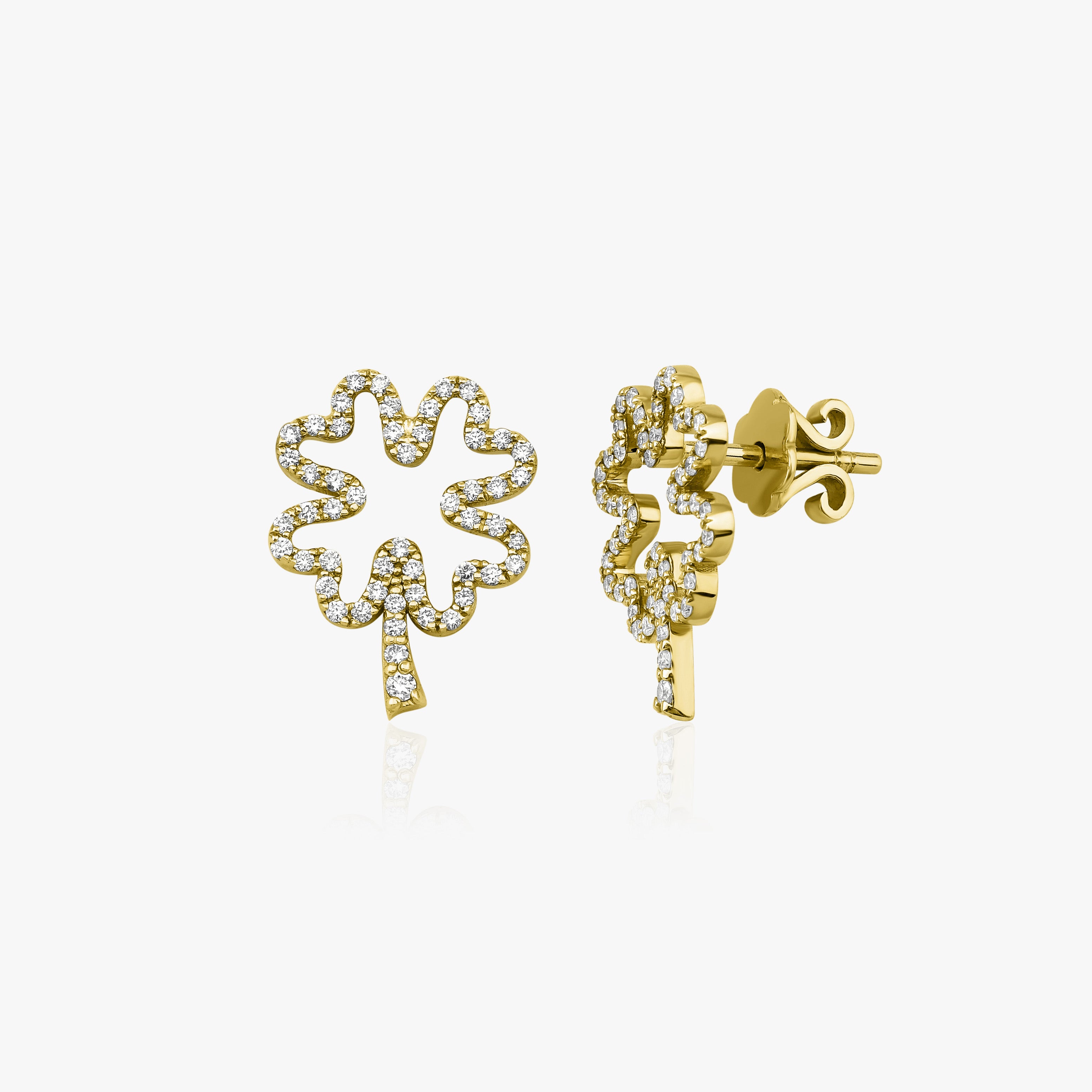 Open Diamond Clover Stud Earrings / FORTUNA