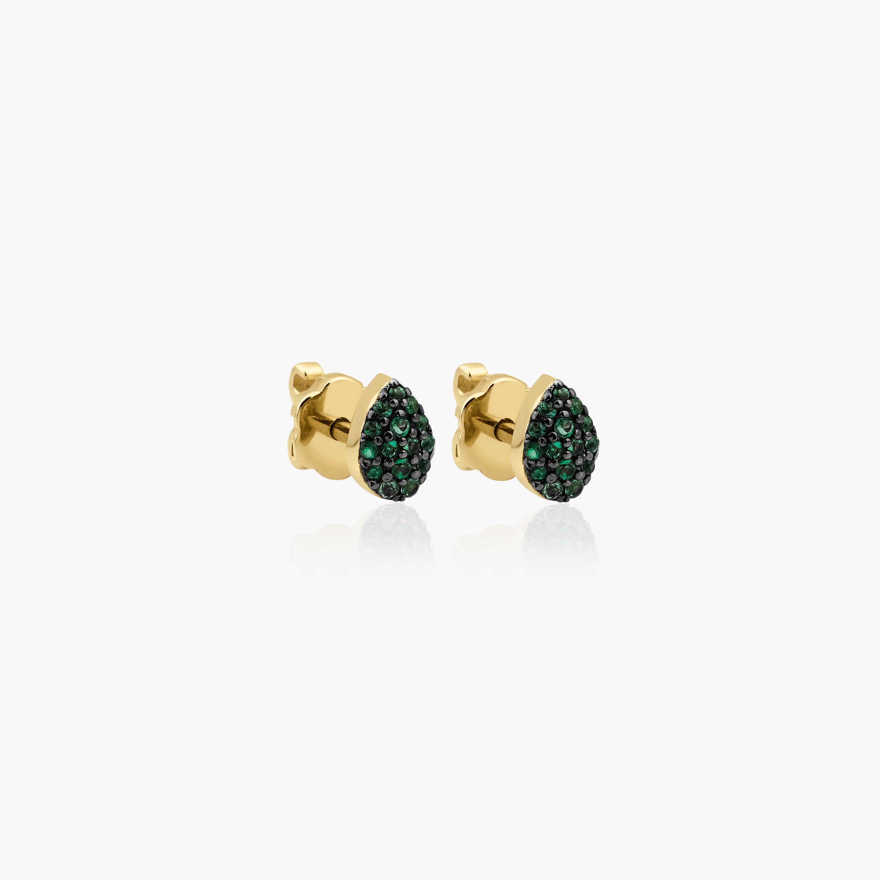 Pave Emerald Earrings Available in 14K and 18K Gold