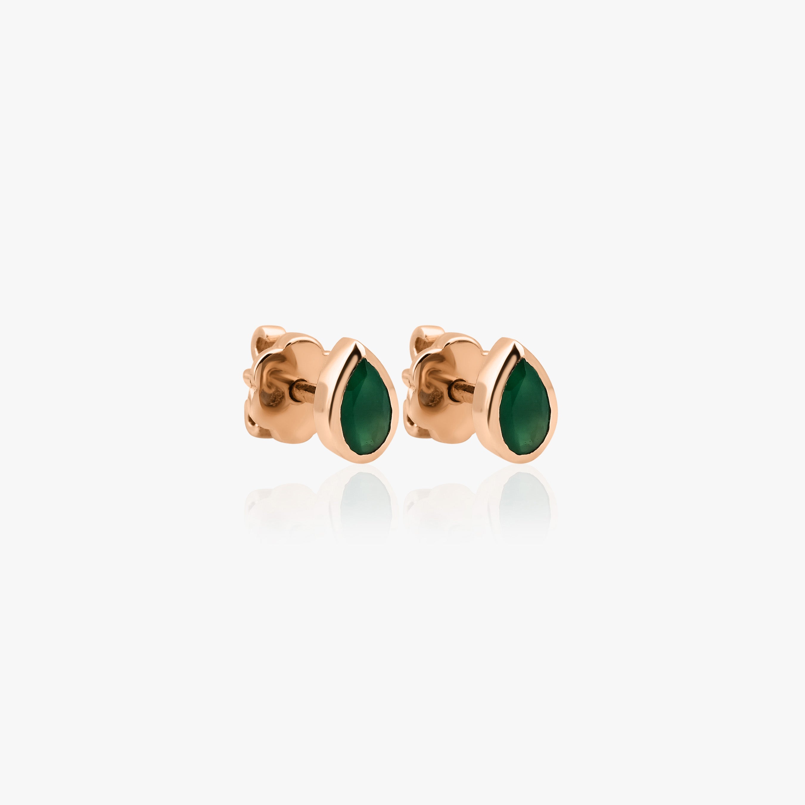 Pear Cut Emerald Studs Available in 14K and 18K Gold