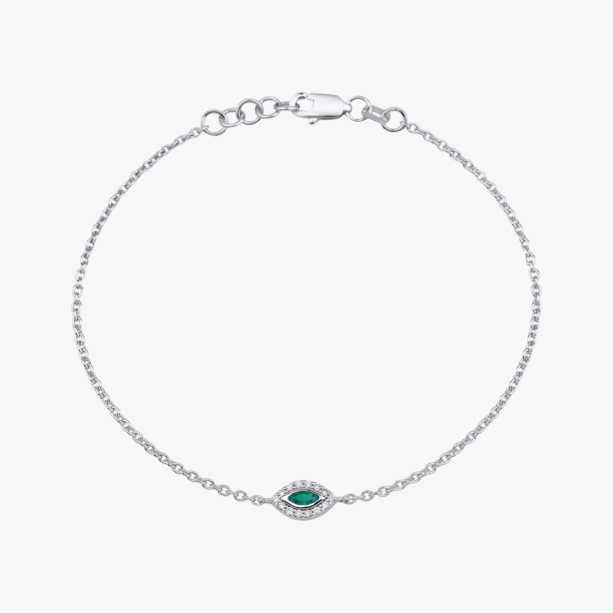 Mini Marquise Emerald And Diamond Bracelet Available In 14K And 18K Gold