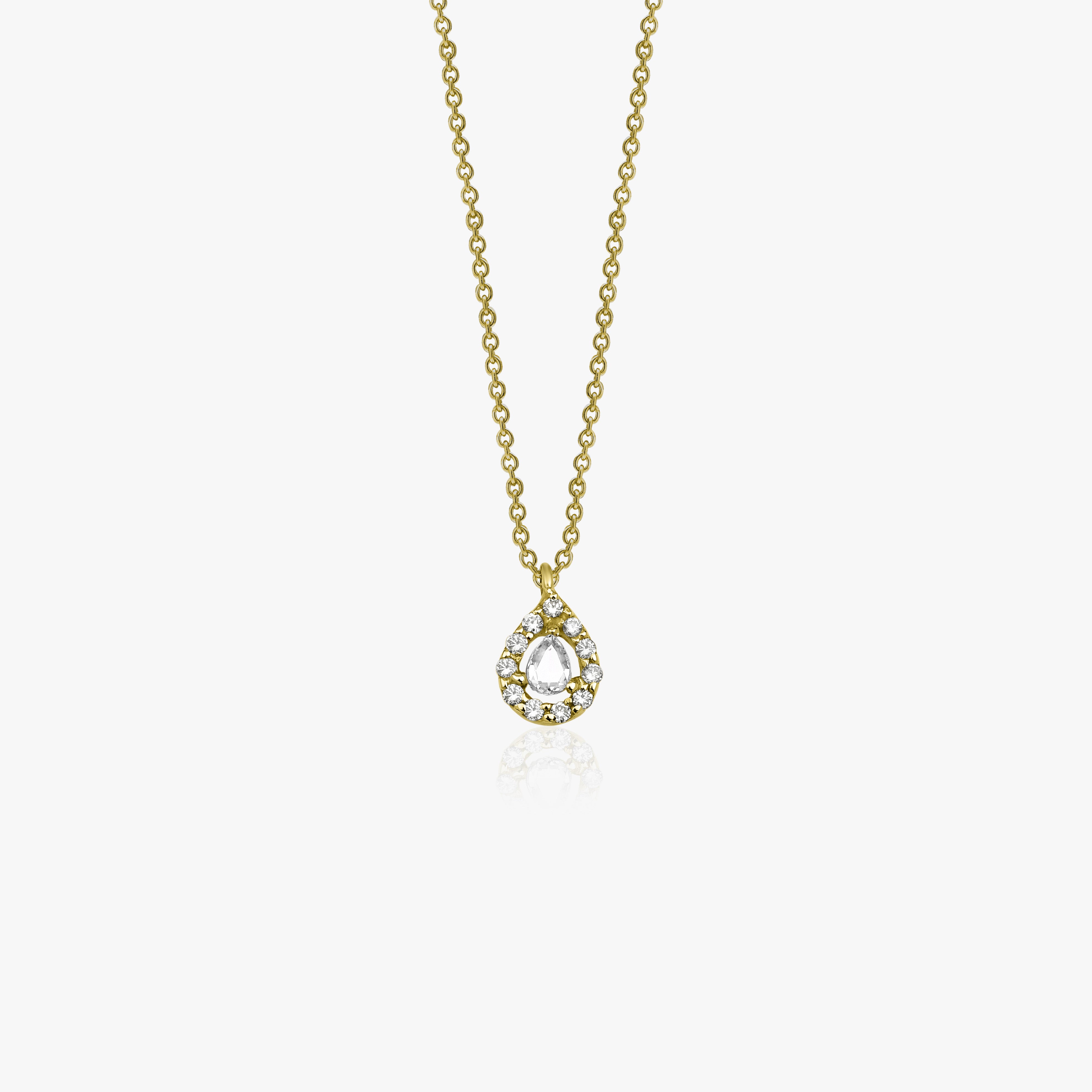 Rose Cut Diamond Necklace in 18K Gold