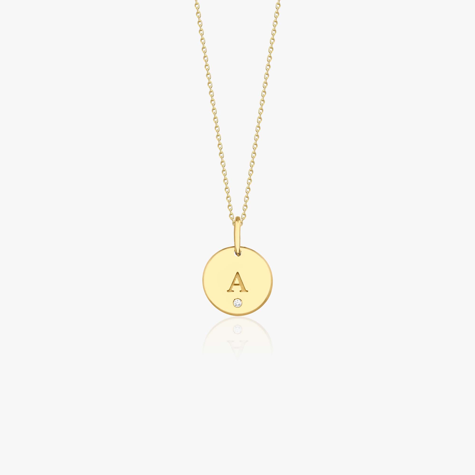 Birthstone Initial Pendant Necklace in 14K Gold
