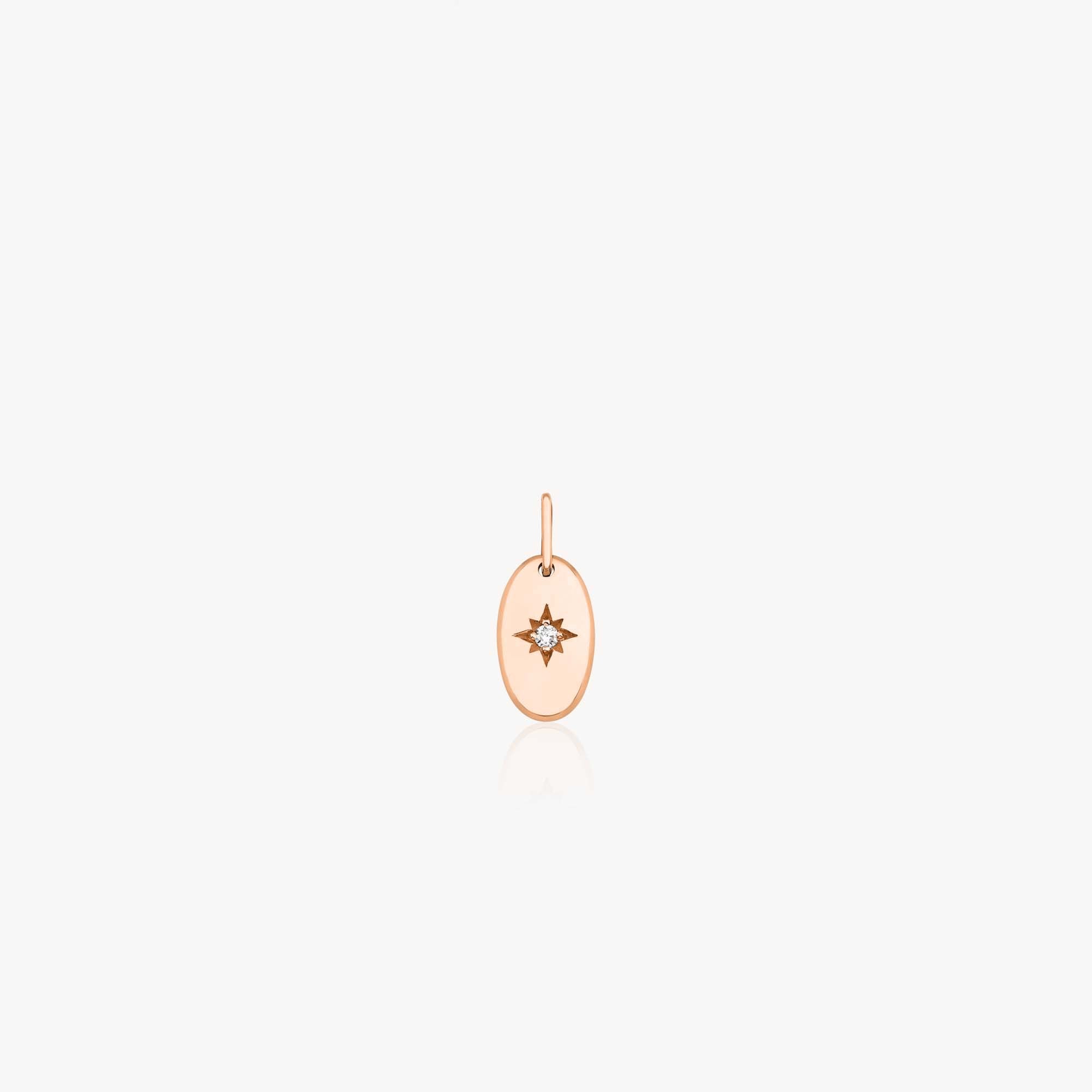 Mini Diamond Oval North Star Pendant in 14K Gold