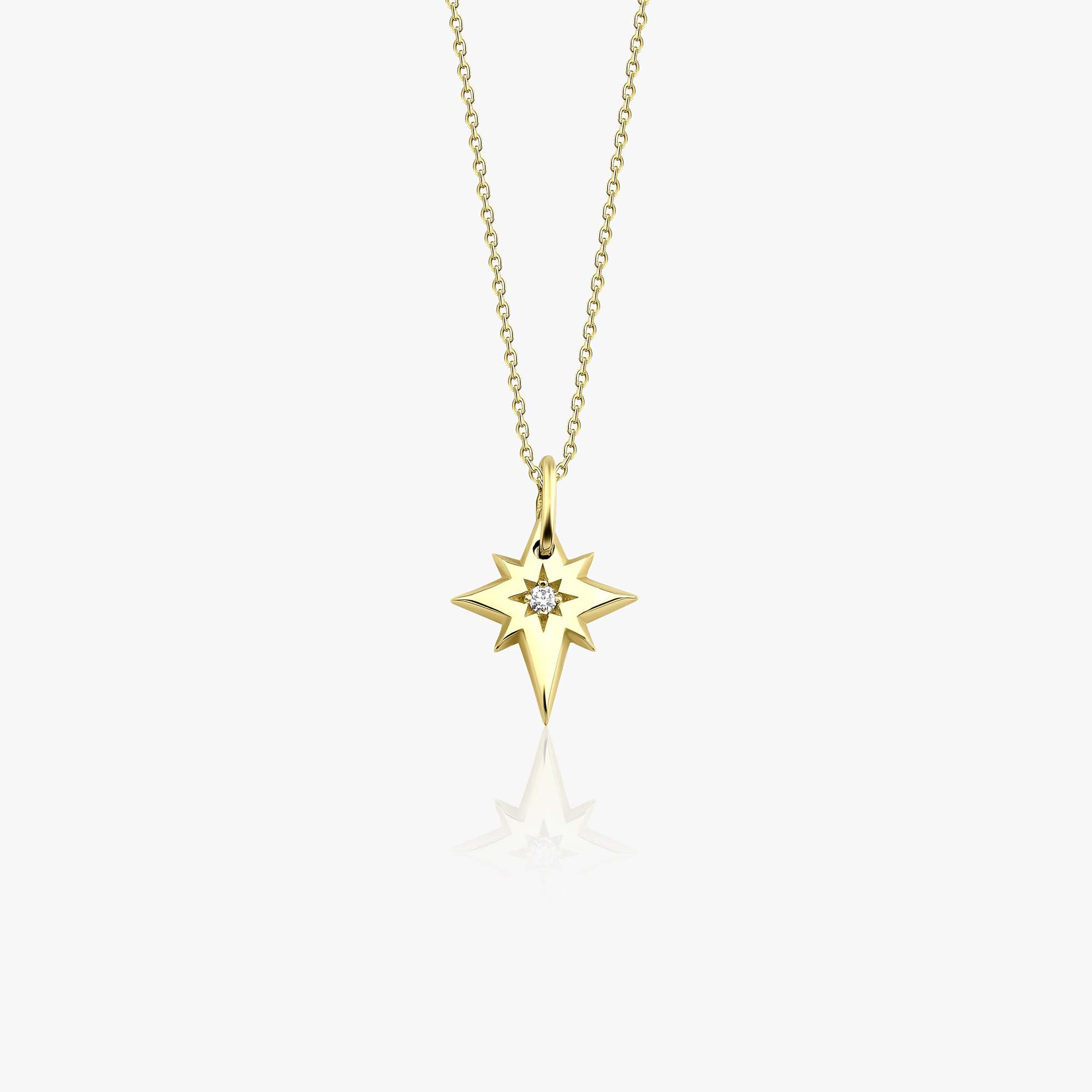 Itty Bitty Tiny Diamond North Star Necklace in 14K Gold