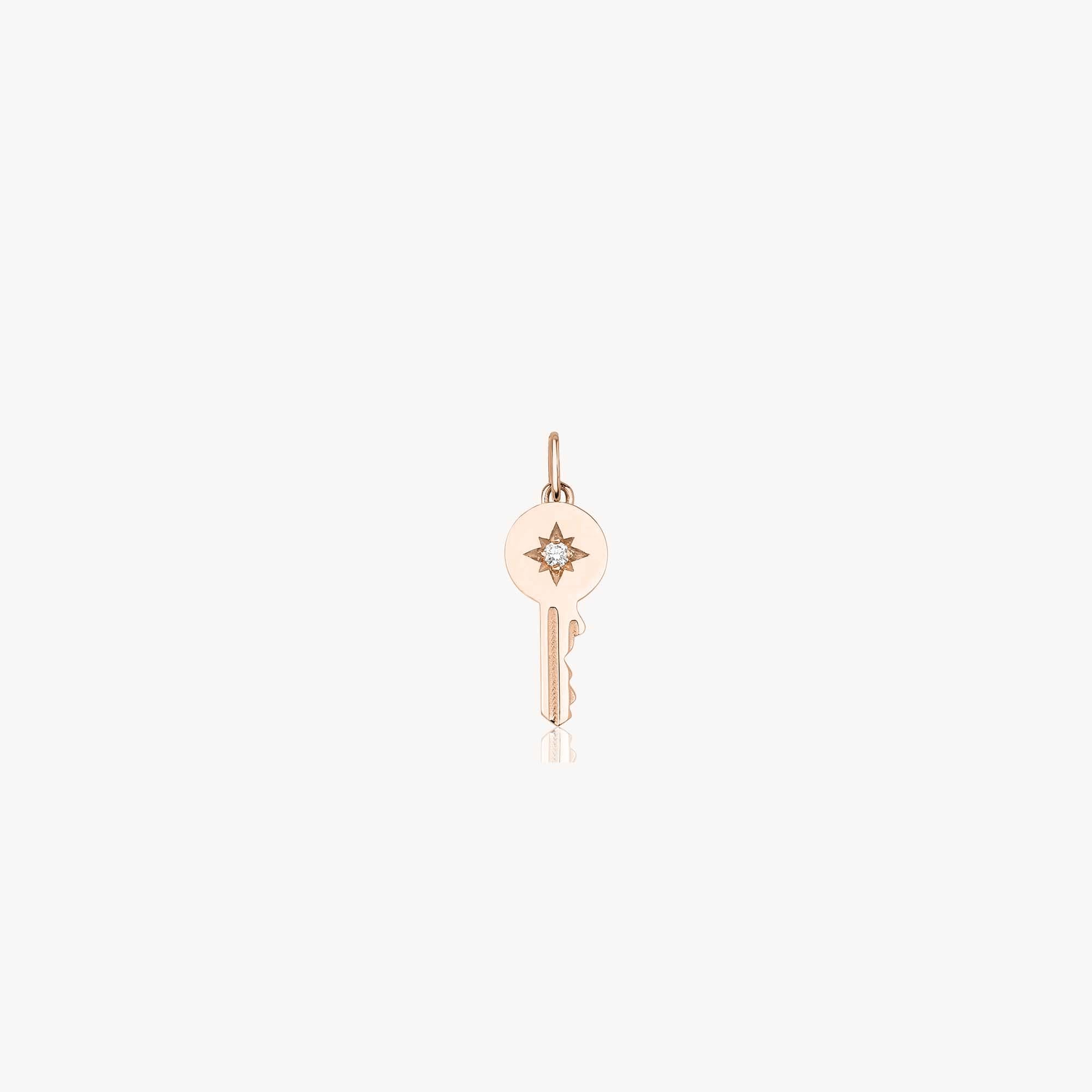 Itty Bitty Tiny Diamond Key Pendant in 14K Gold
