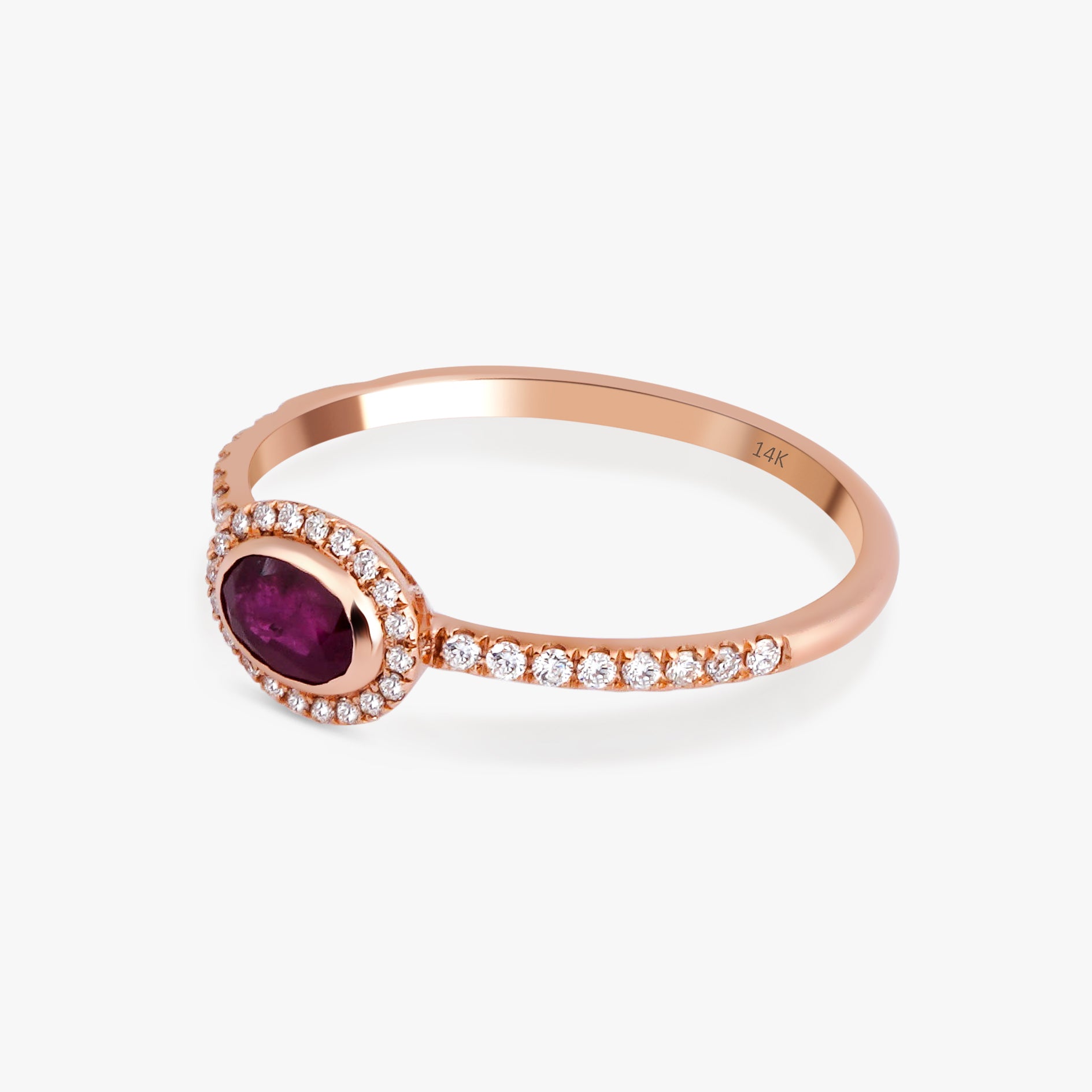 Minimal Ruby and Diamond Ring in 14K Gold
