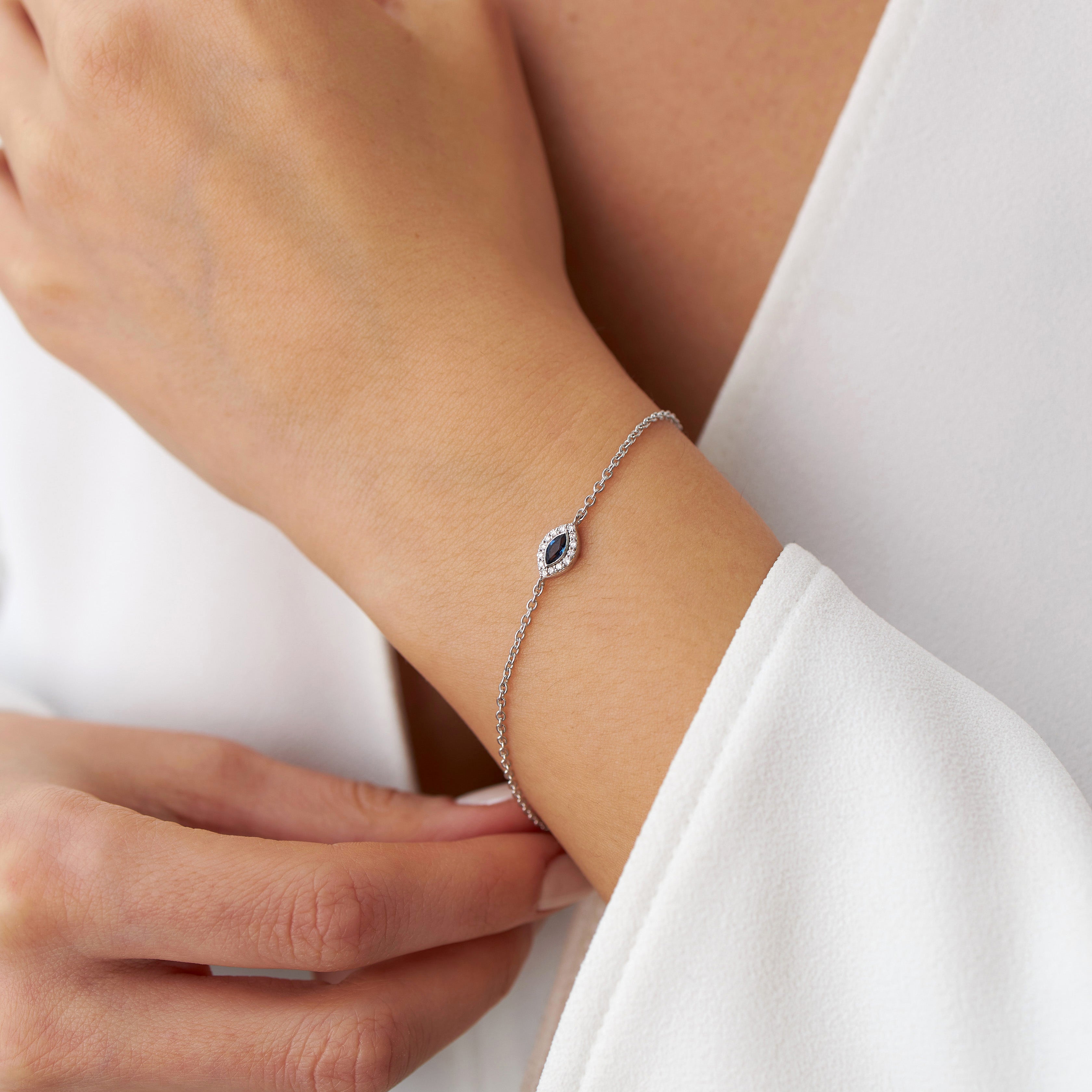 Mini Marquise Sapphire and Diamond Bracelet Available in 14K and 18K Gold