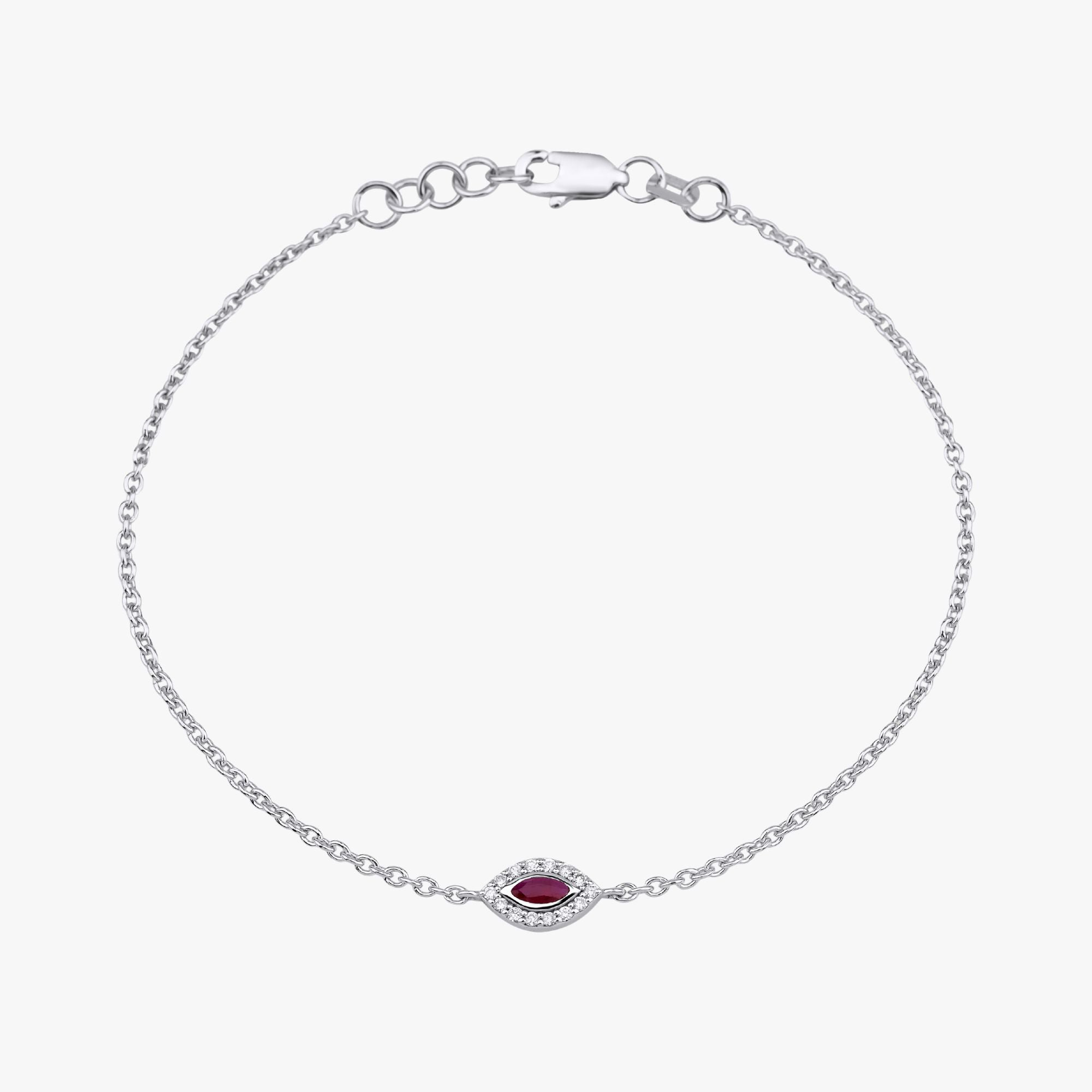 Mini Marquise Ruby and Diamond Bracelet Available in 14K and 18K Gold