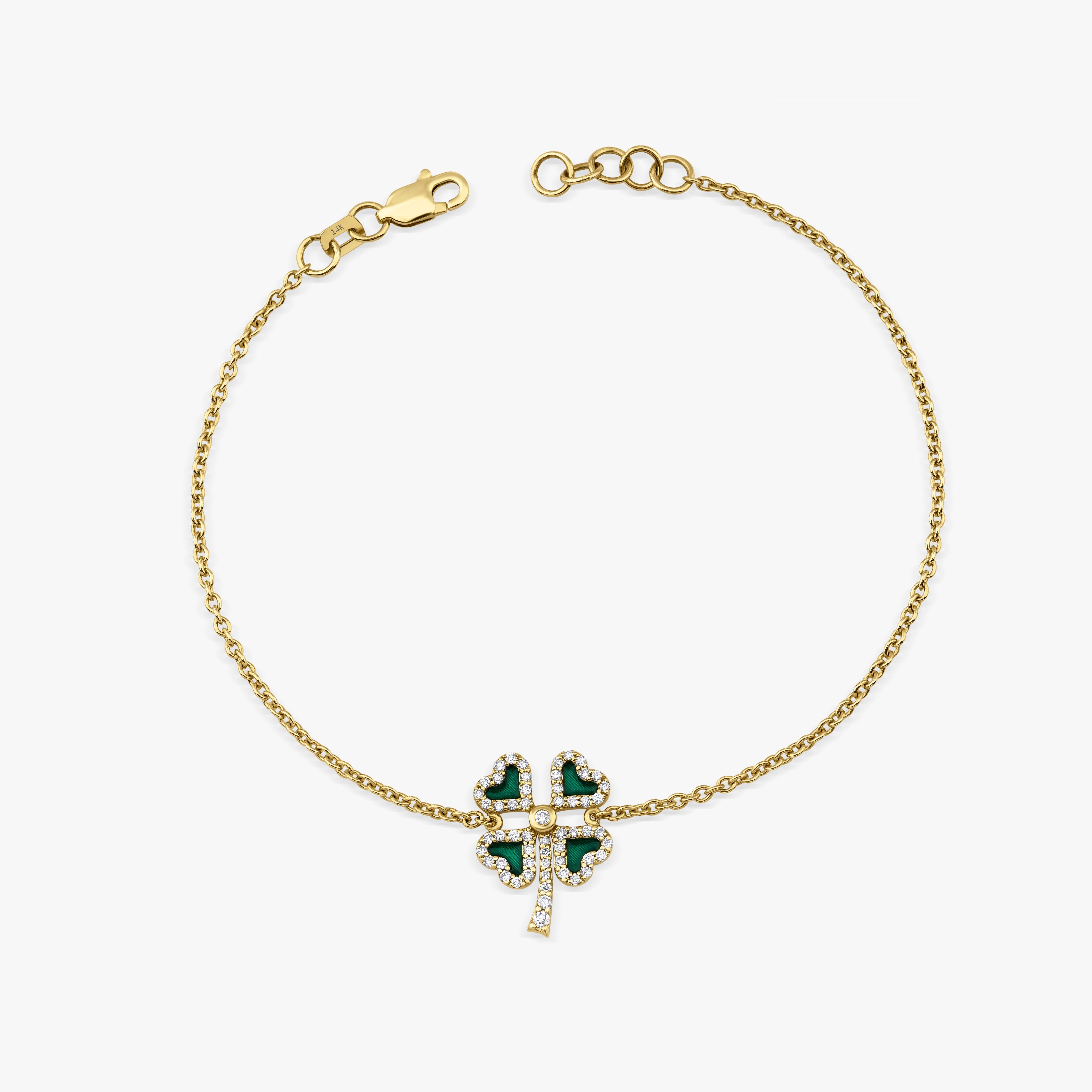 Diamond Four Leaf Clover Bracelet Available in 14K and 18K Gold / FORTUNA