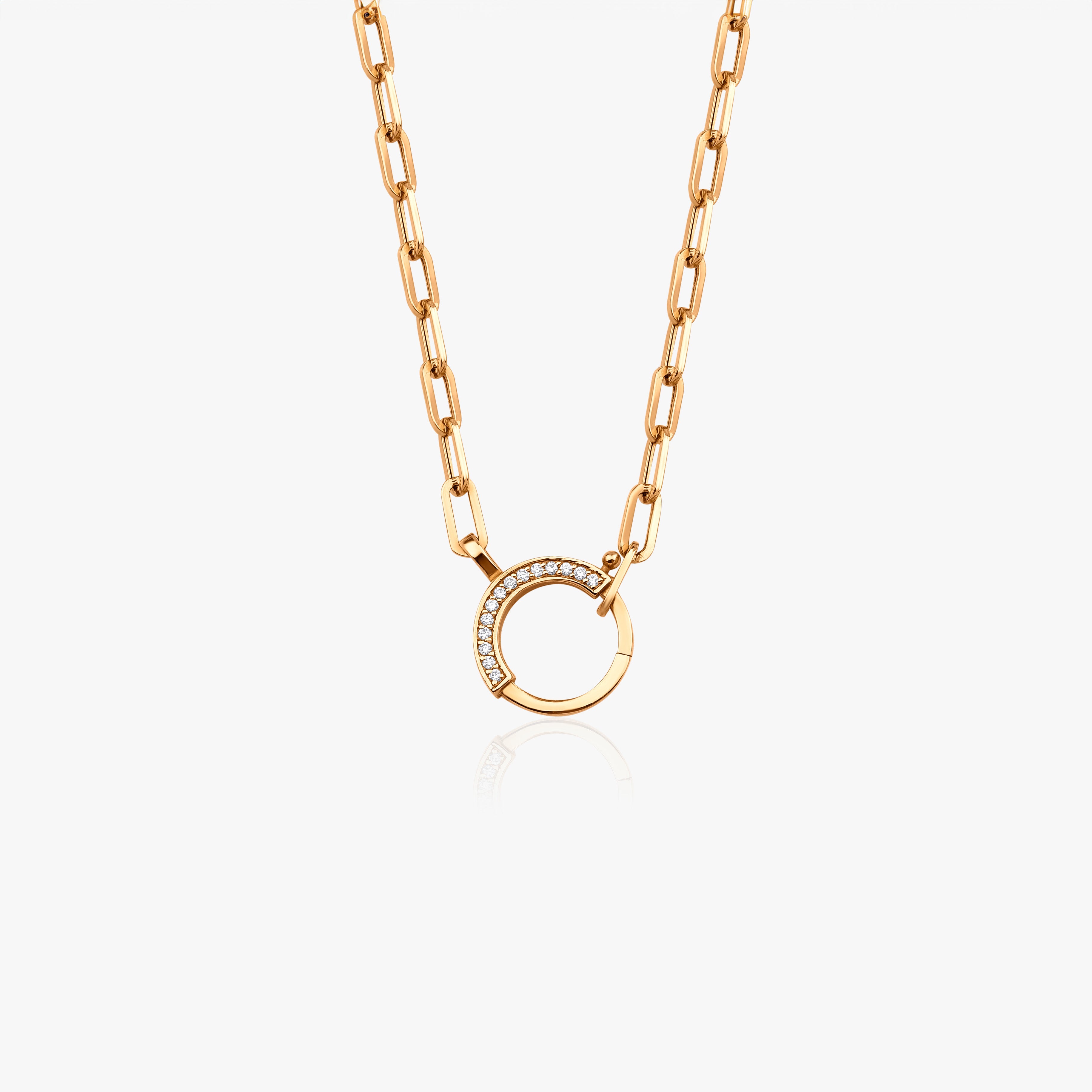 Diamond Lock Necklace in 14K Gold