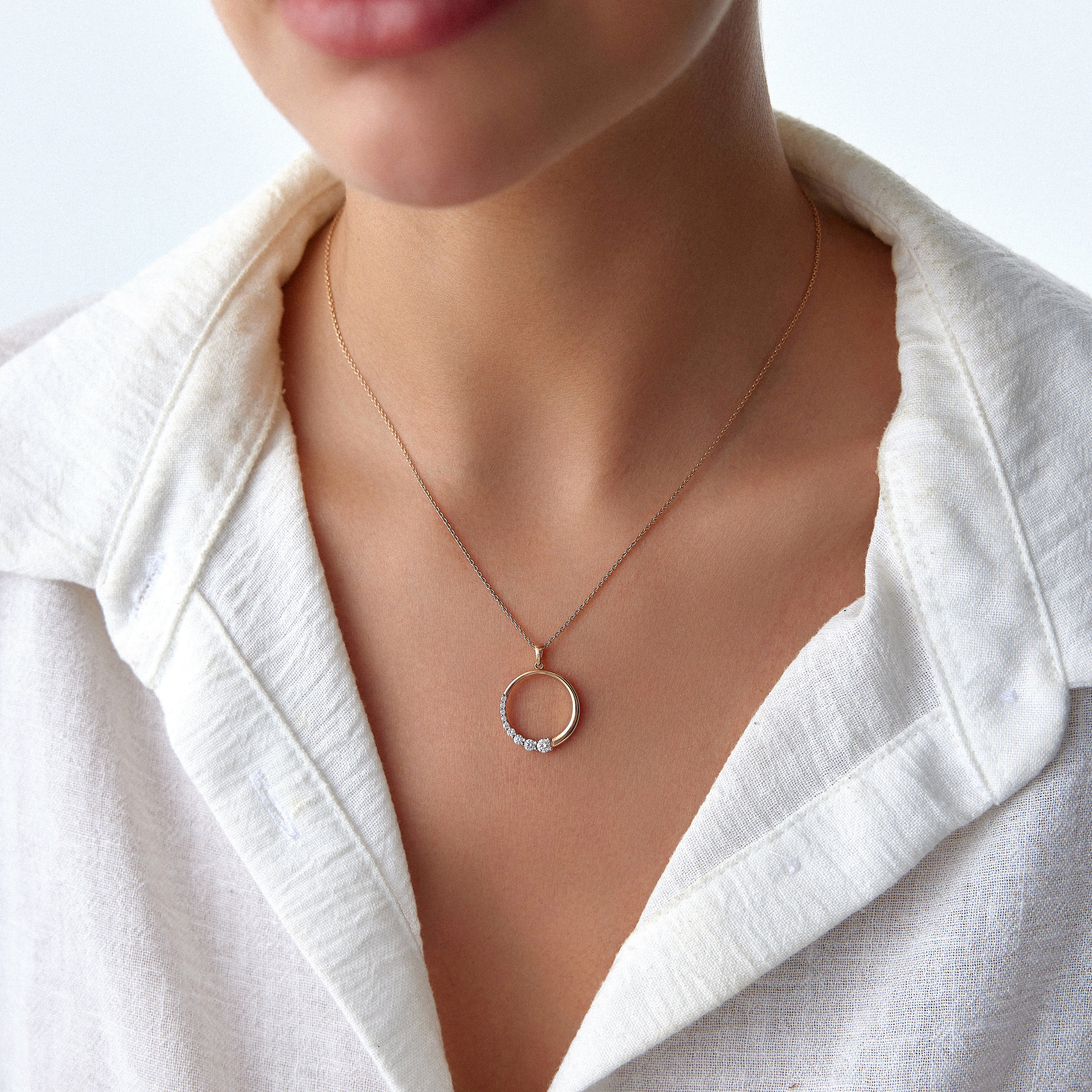 Graduated Diamond Necklace Available in 14K and 18K Gold