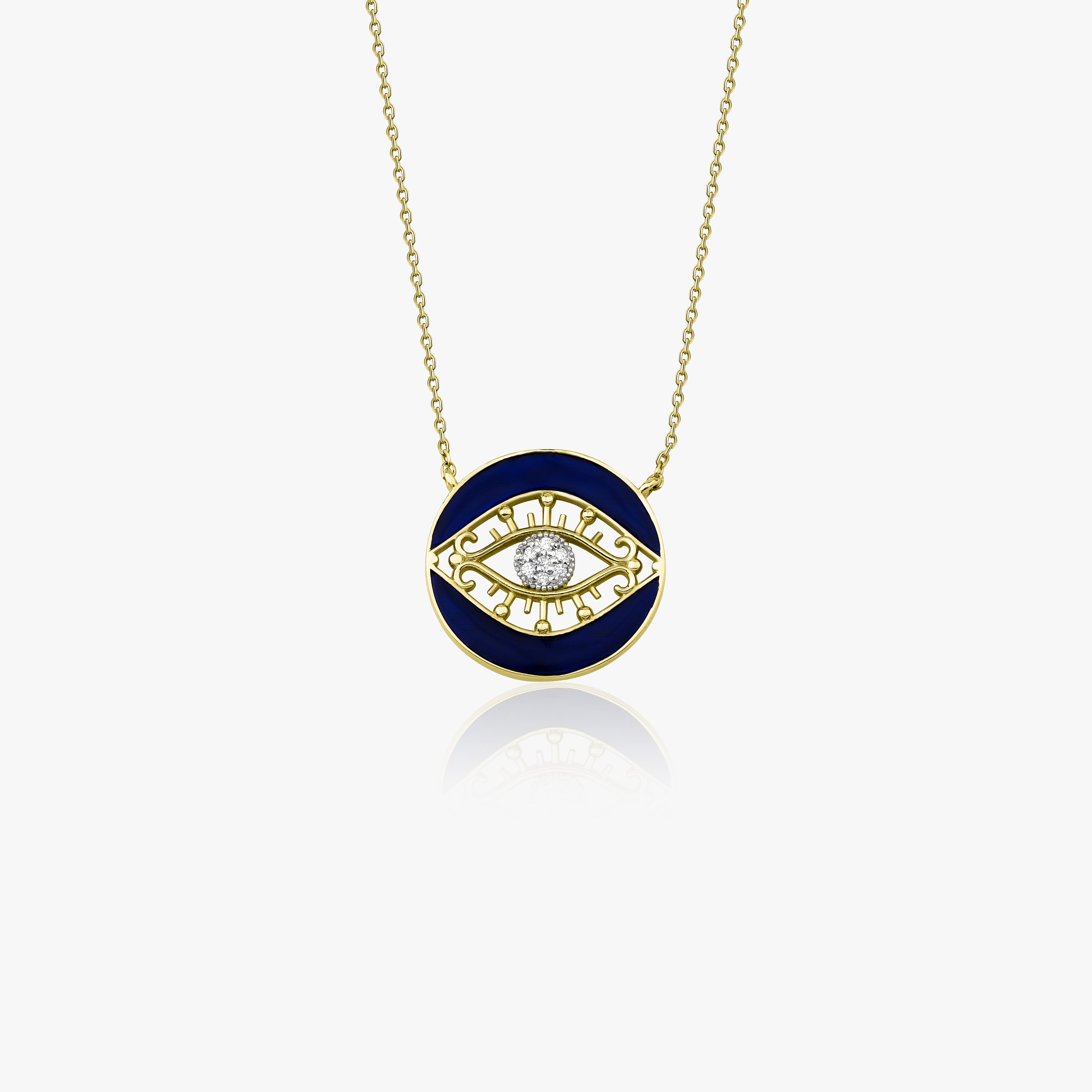 Diamond Eye Medallion Necklace in 14K Gold