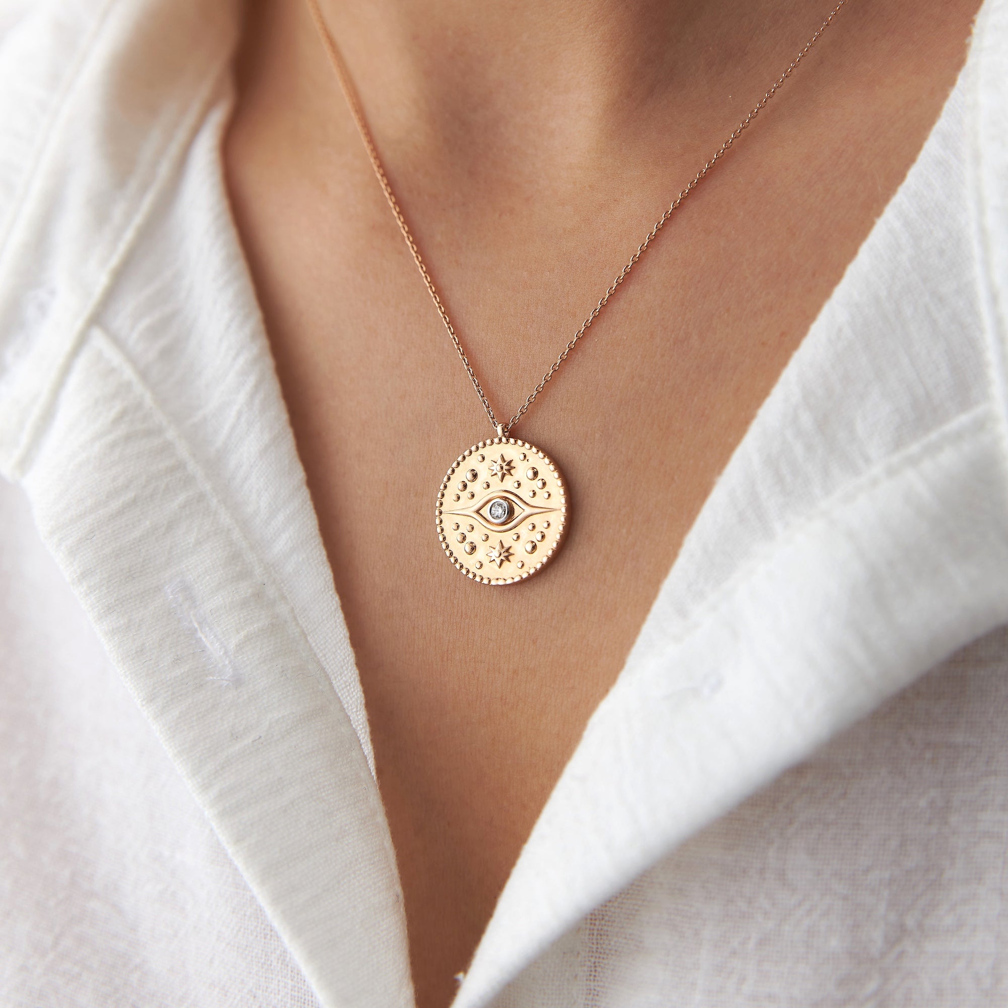 Diamond Medallion Coin Necklace