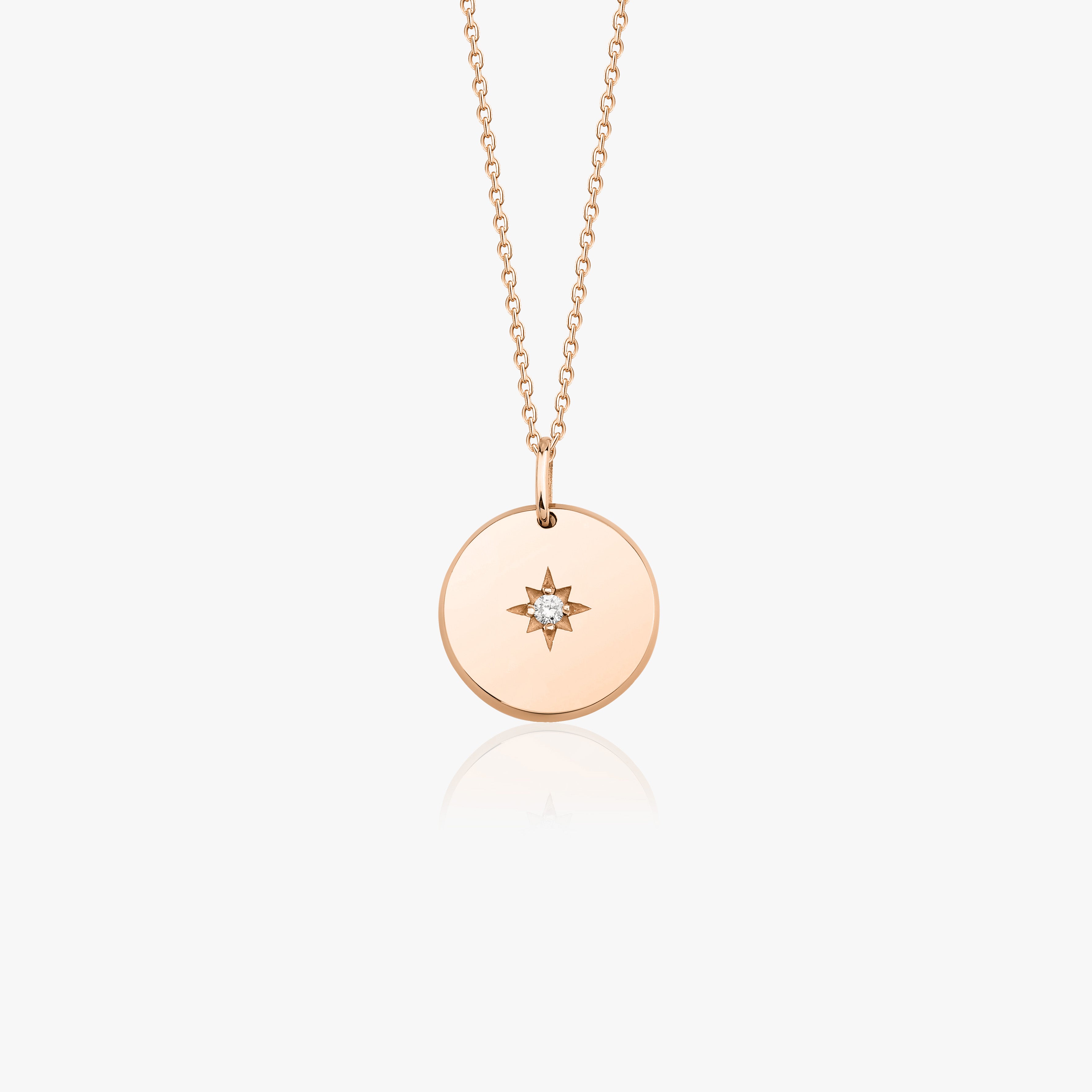 Diamond North Star Pendant Necklace in 14K Gold