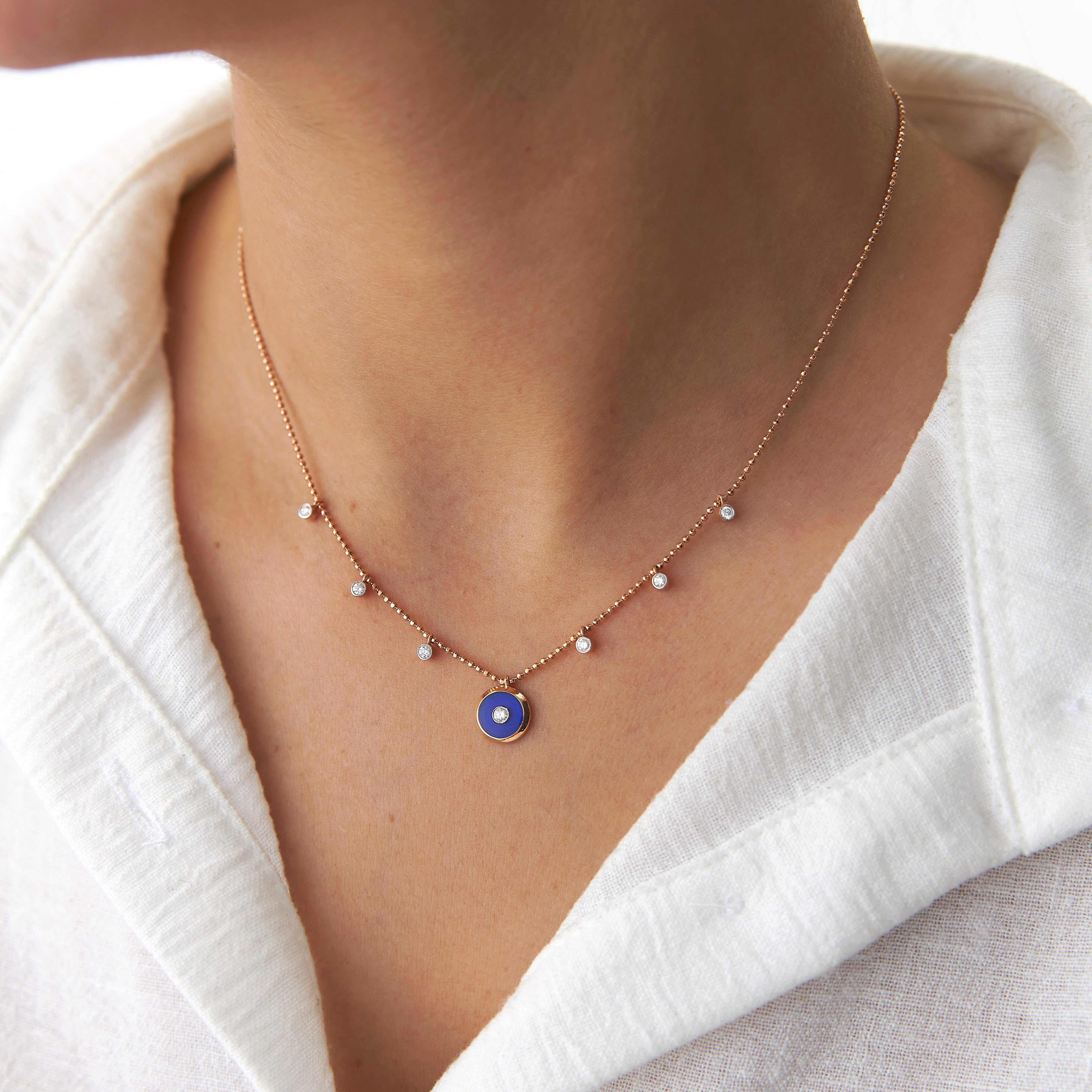 Diamond Eye Station Necklace in 14K Gold