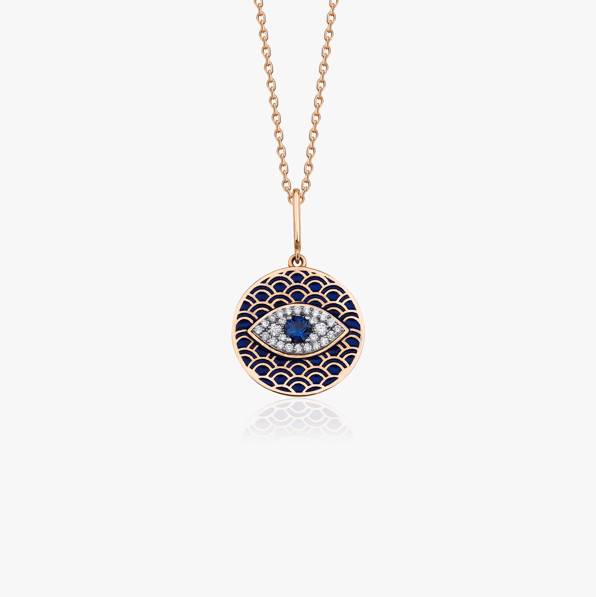Ocean's Evil Eye Necklace in 14K Gold