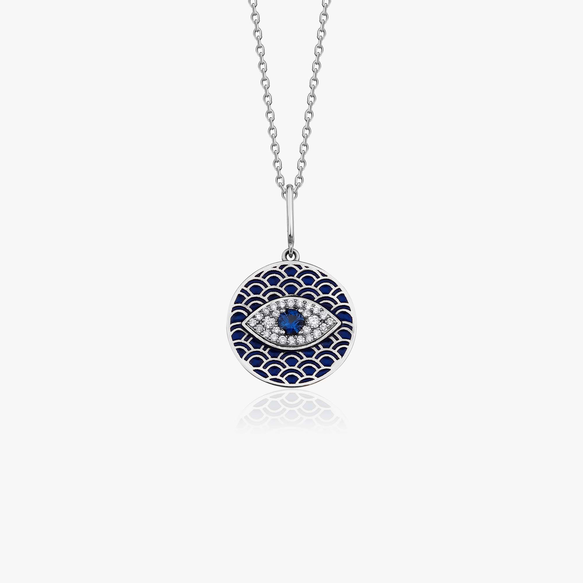 Ocean's Evil Eye Necklace in 14K Gold