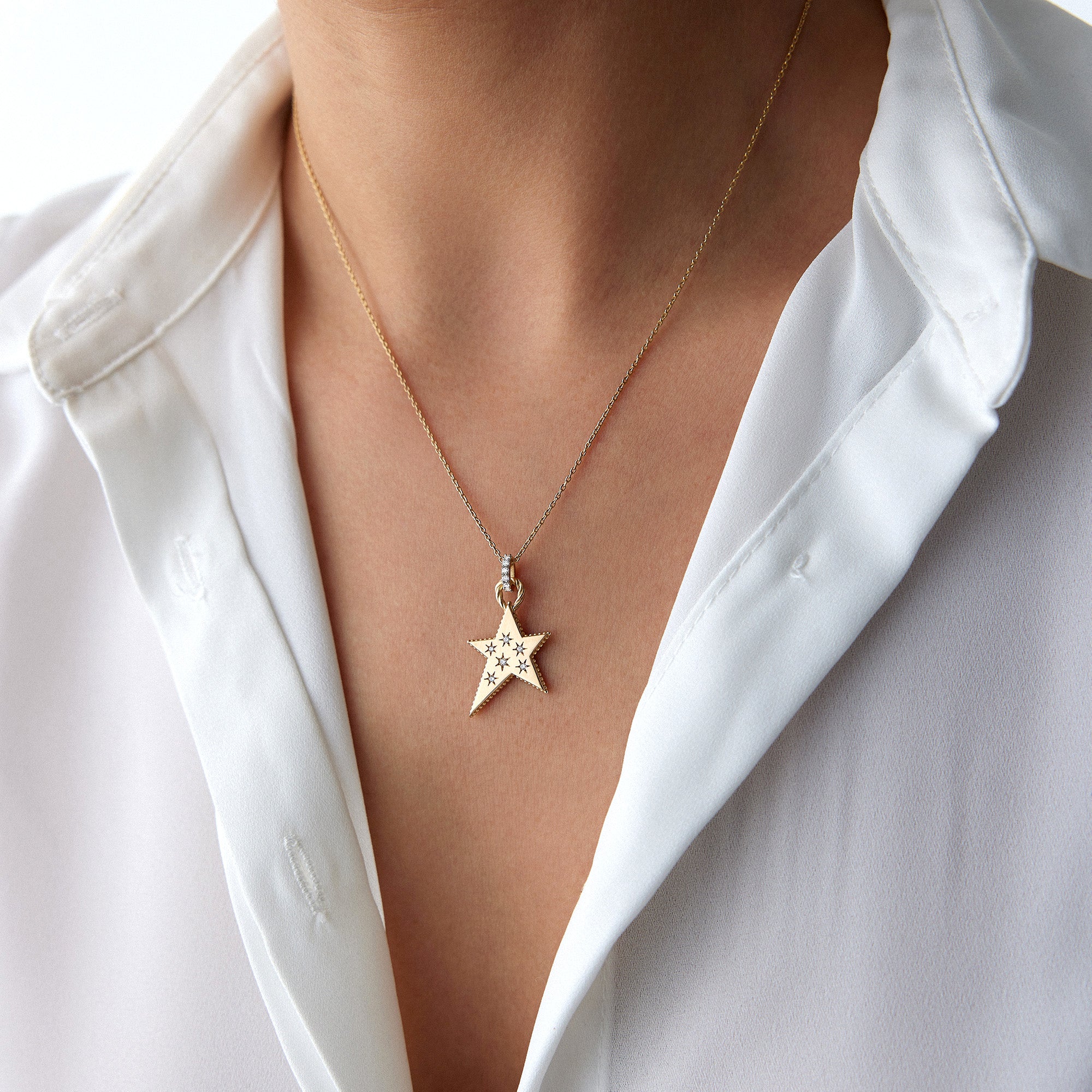 Diamond Star Celestial Necklace in 14K Gold