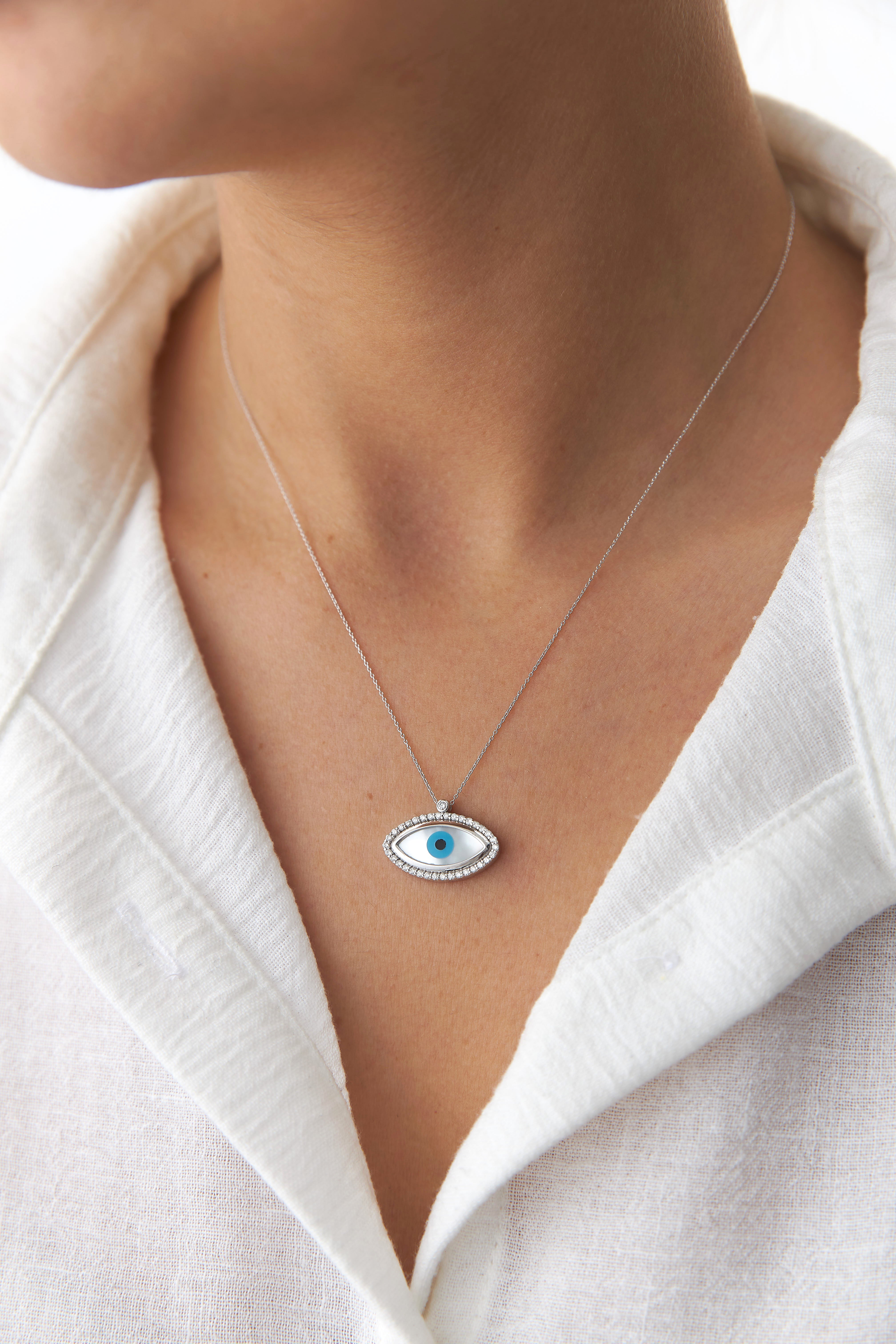 Diamond Greek Evil Eye Necklace