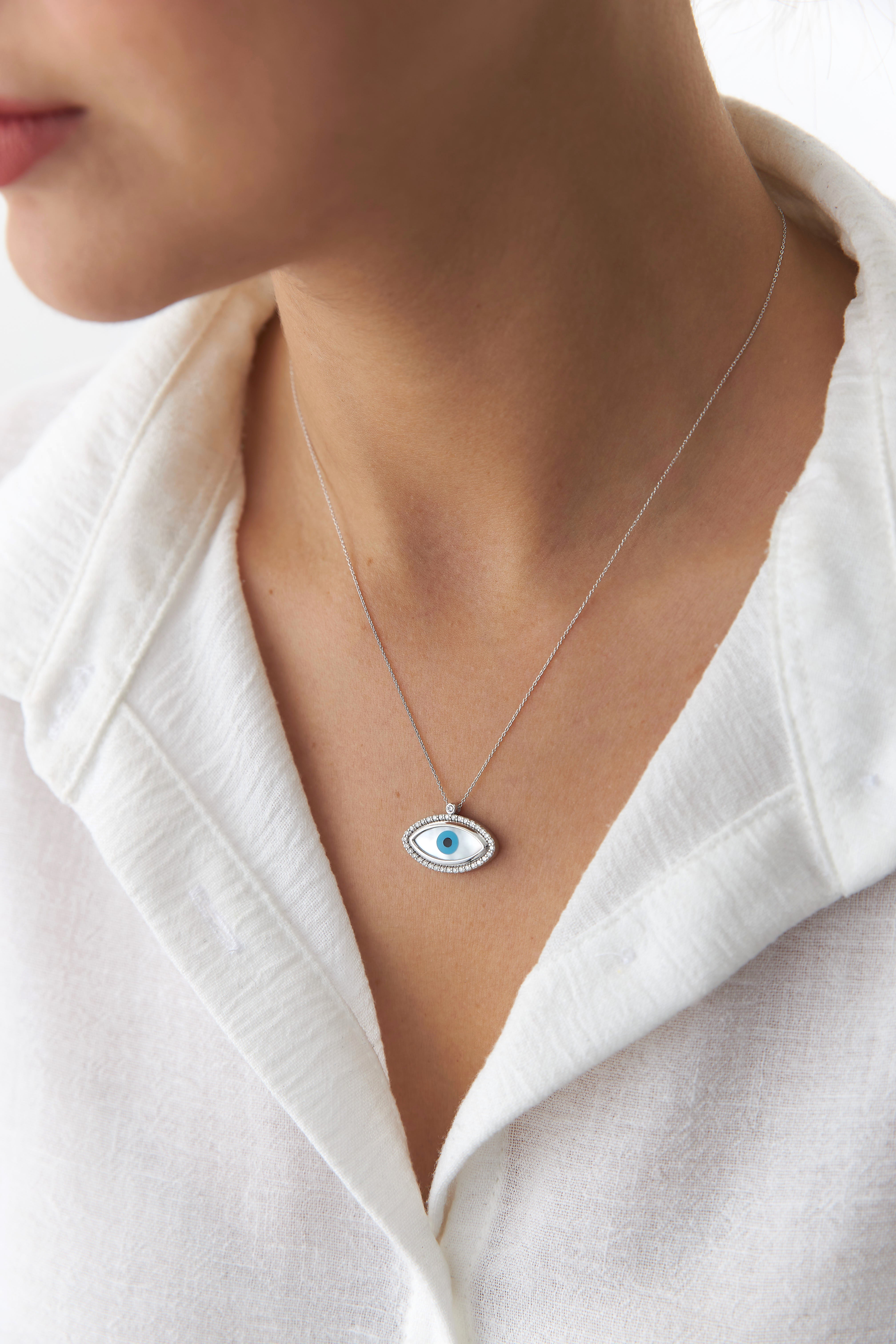 Diamond Greek Evil Eye Necklace