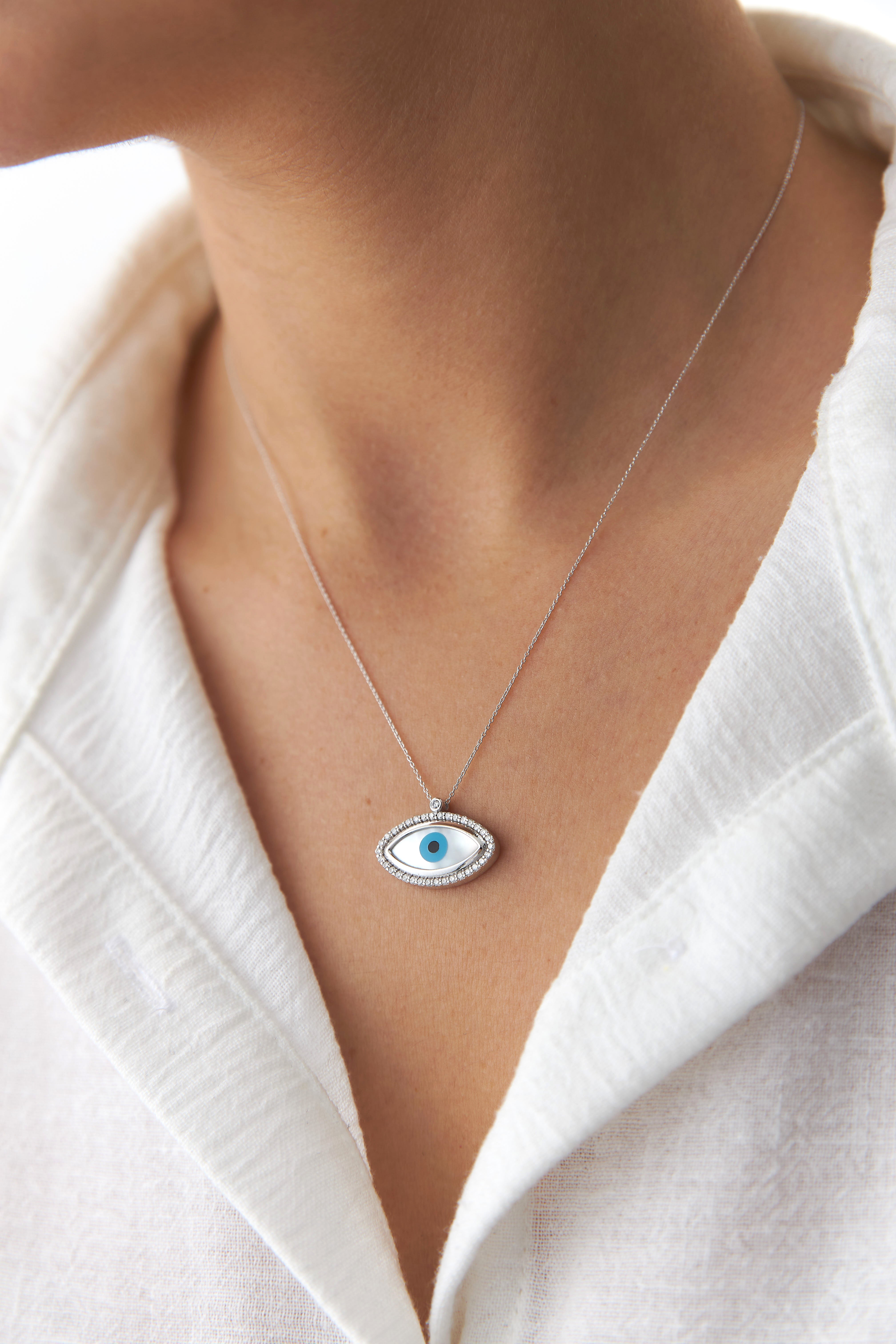Diamond Greek Evil Eye Necklace