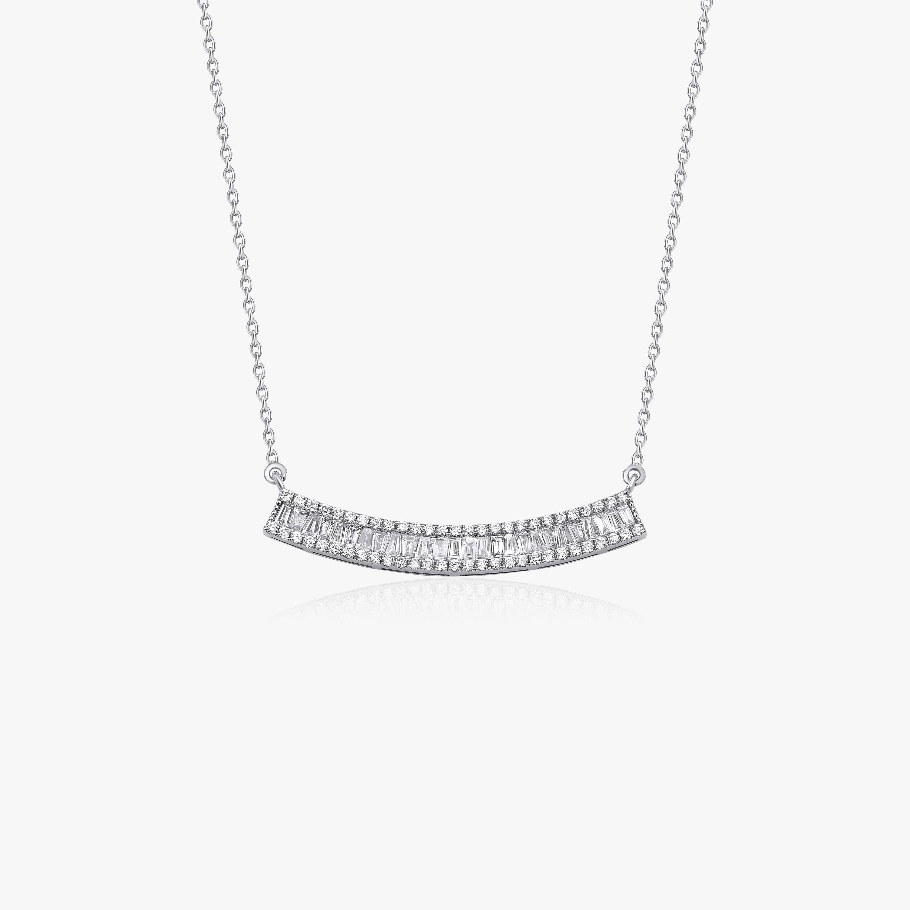 Diamond Curved Bar Necklace Available in 14K and 18K Gold