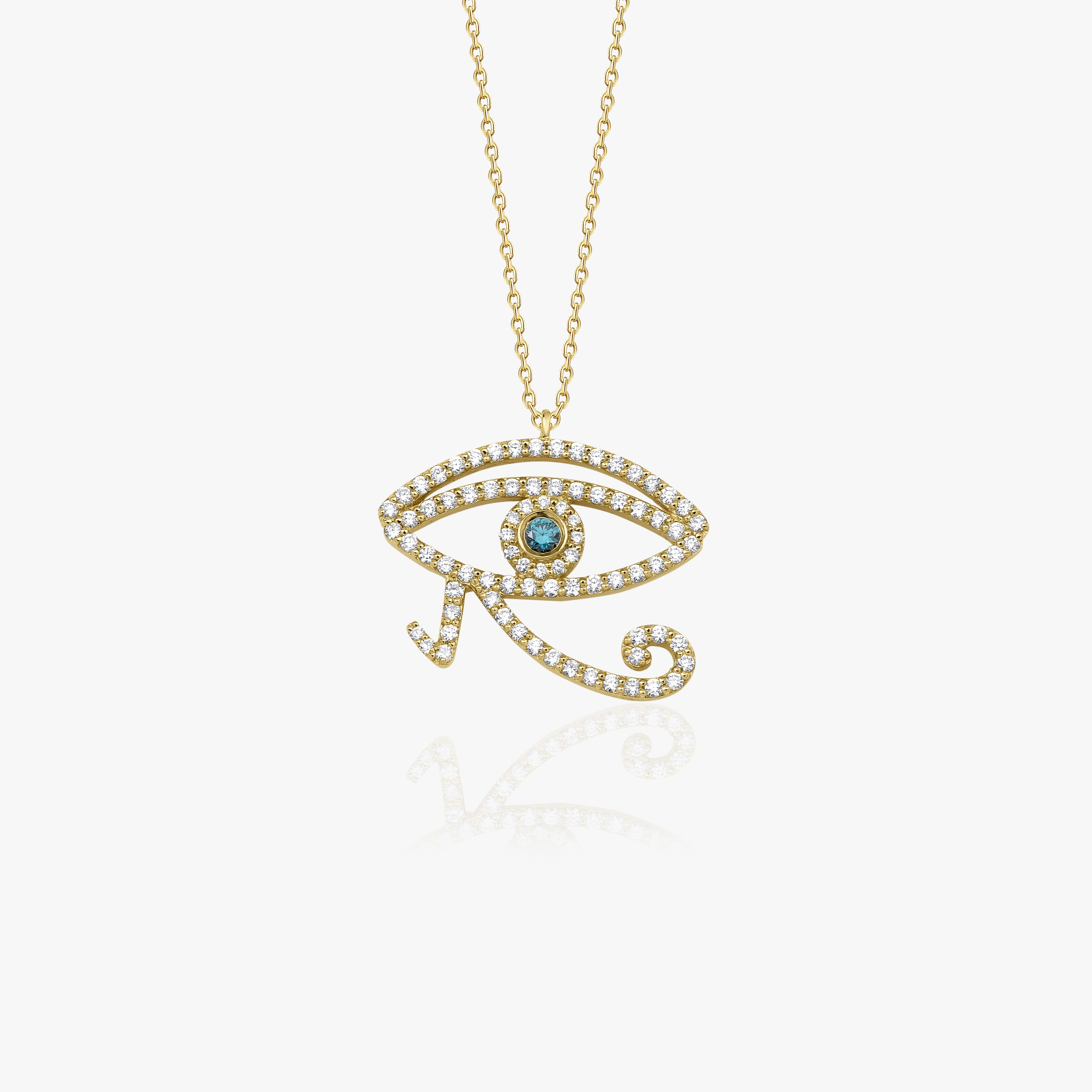 Diamond Eye Of Horus Necklace Available in 14K and 18K Gold