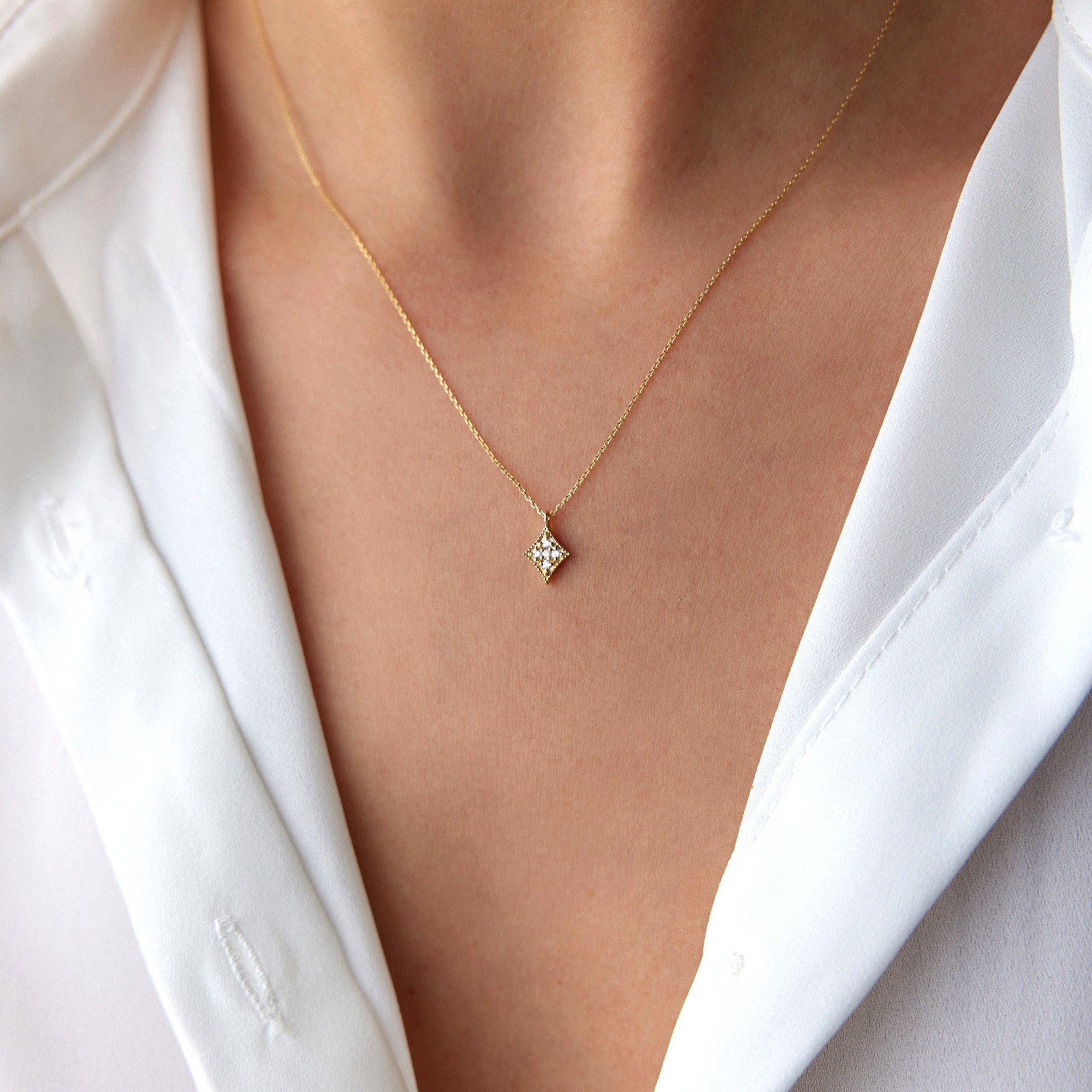 Tiny Diamond Necklace Available in 14K and 18K Gold