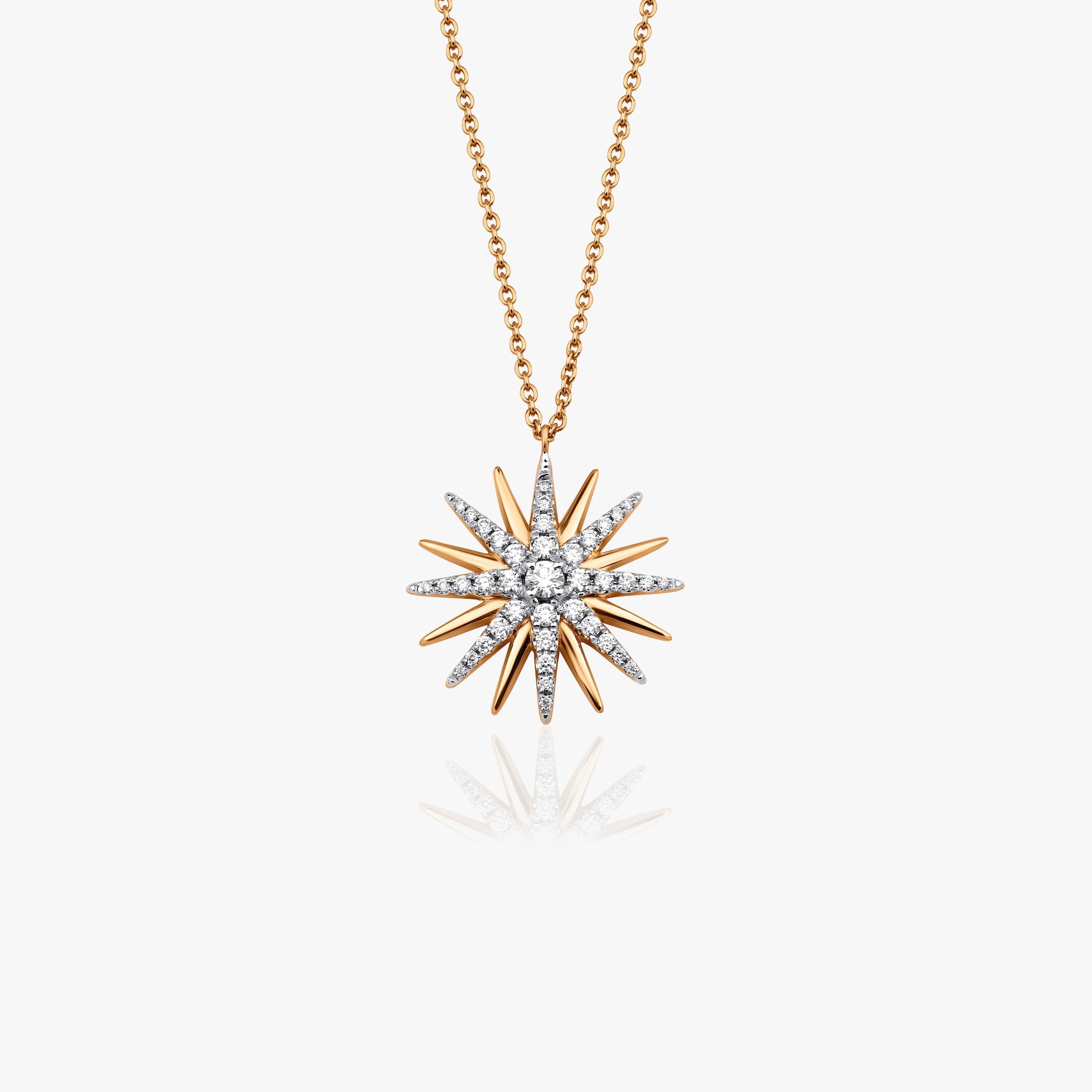 Diamond Starburst Necklace Available in 14K and 18K Gold