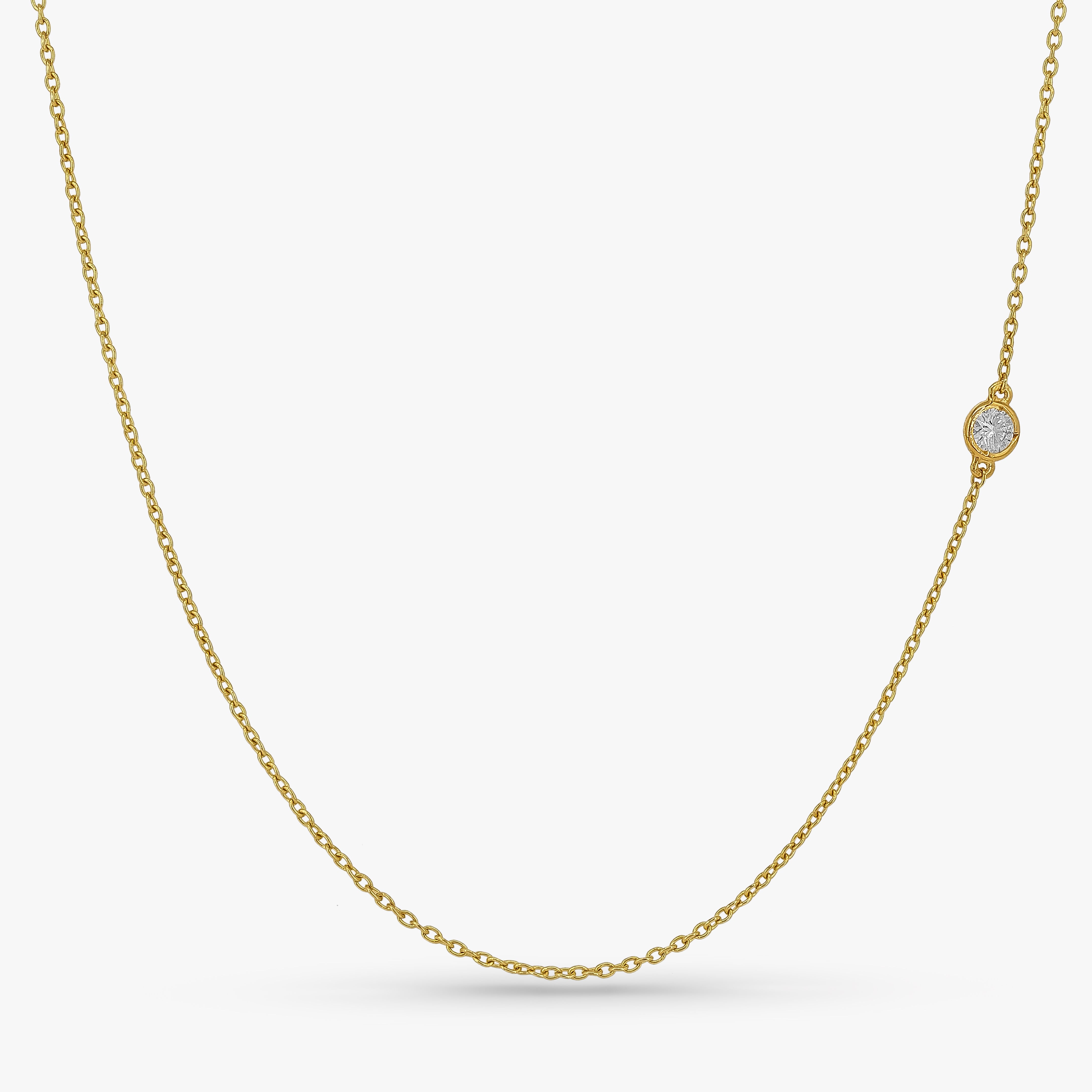 Asymmetric Diamond Necklace Available in 14K and 18K Gold