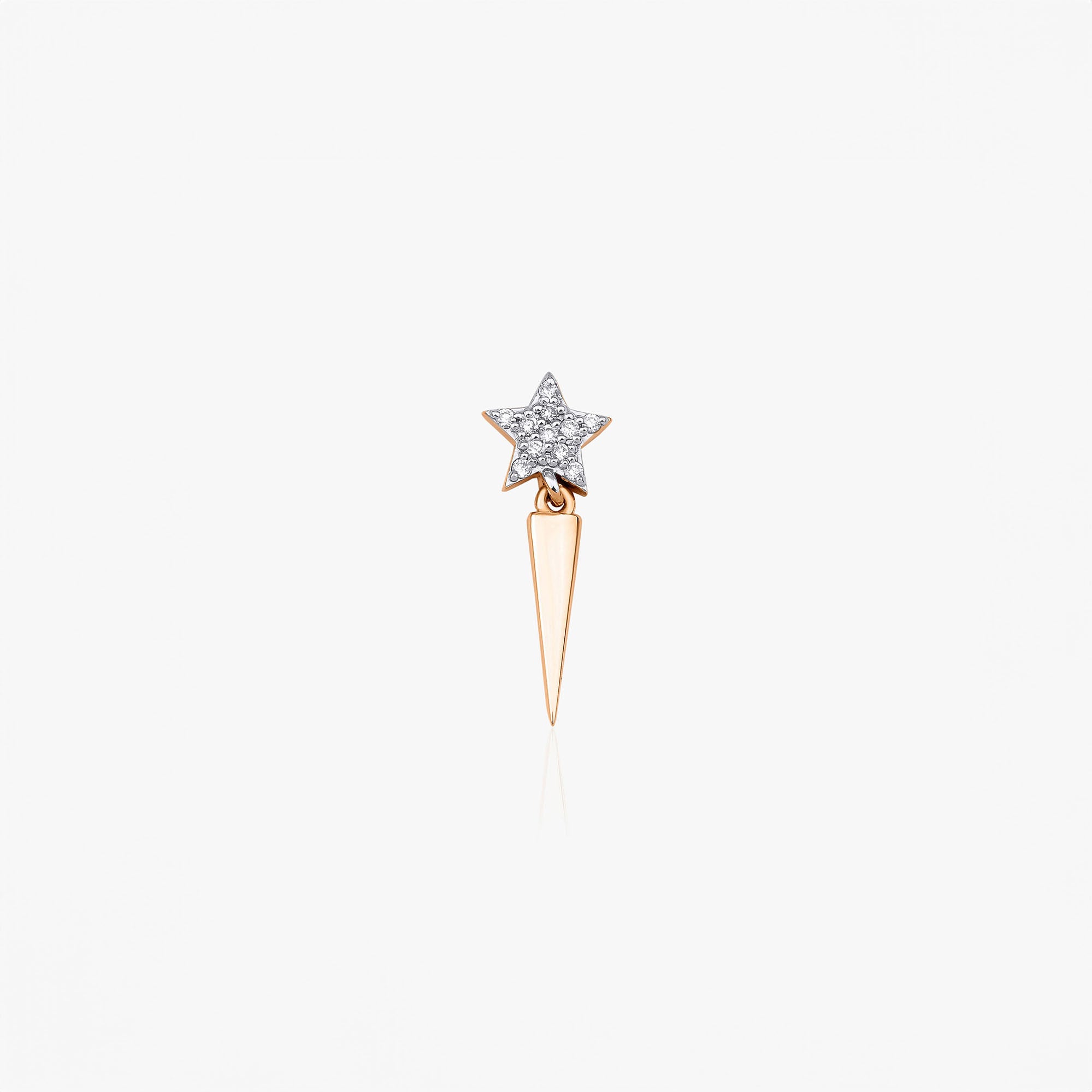 Single Falling Star Diamond Stud Available in 14K and 18K Gold
