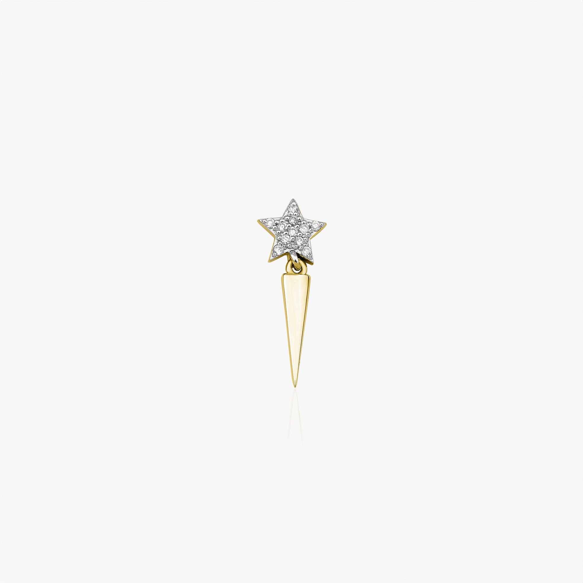 Single Falling Star Diamond Stud Available in 14K and 18K Gold