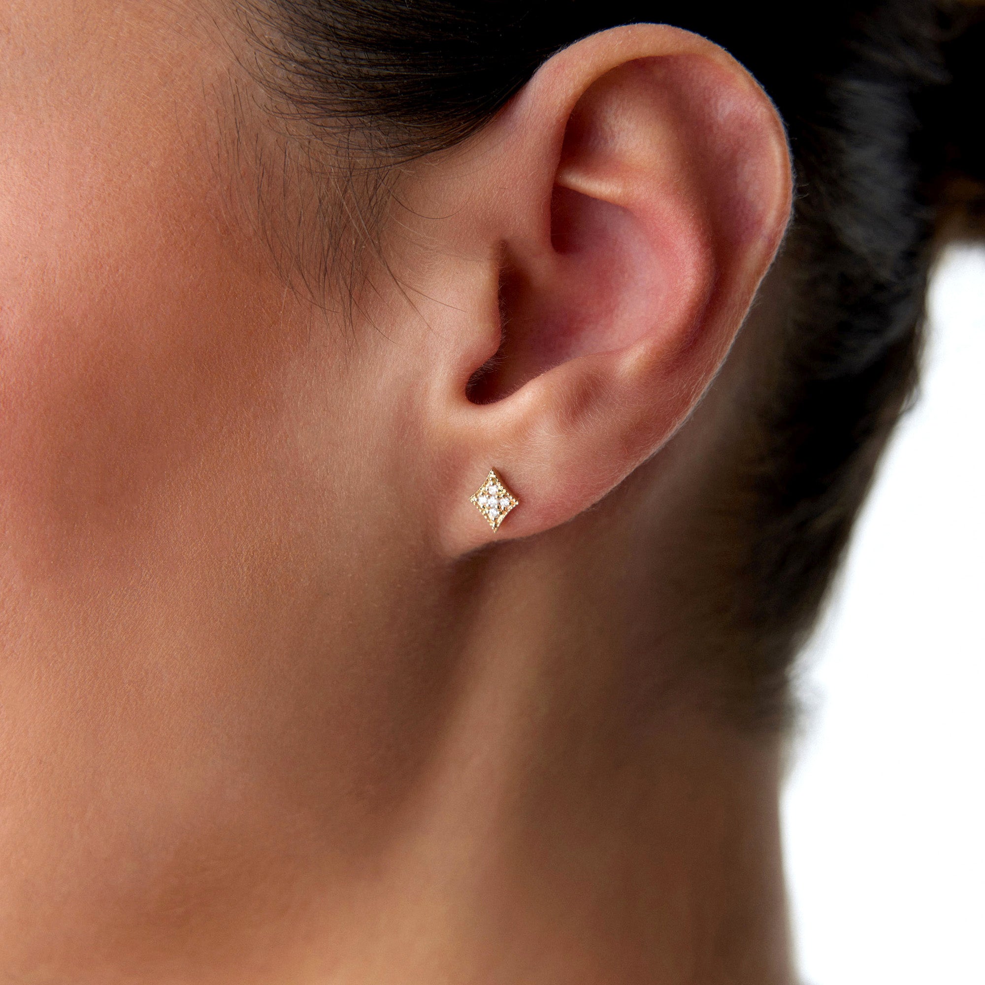 Dainty Diamond Stud Earrings Available in 14K and 18K Gold