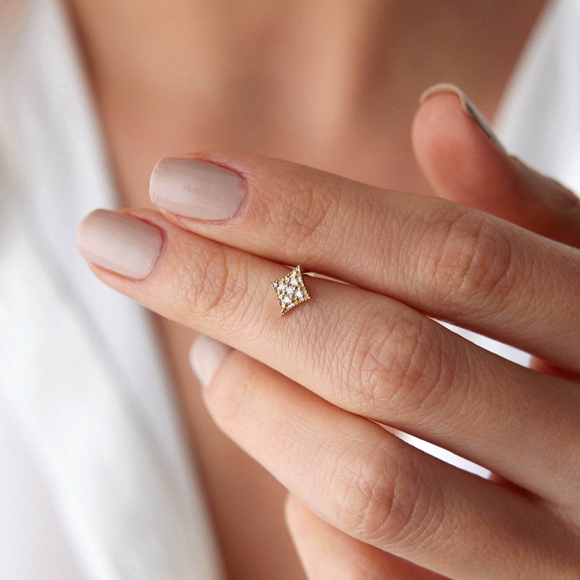Dainty Diamond Stud Earrings Available in 14K and 18K Gold