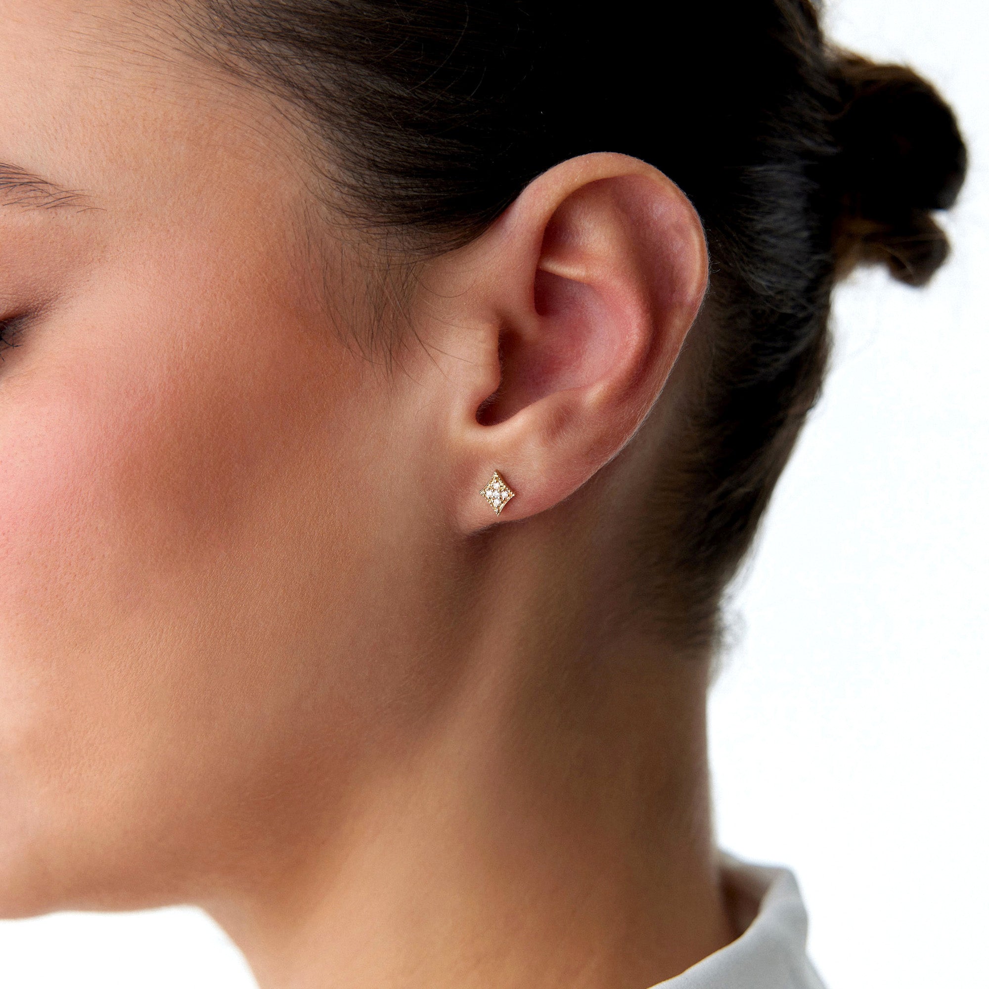 Dainty Diamond Stud Earrings Available in 14K and 18K Gold